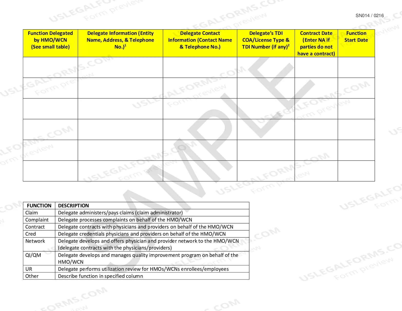 Preview Delegated Entity Data Form