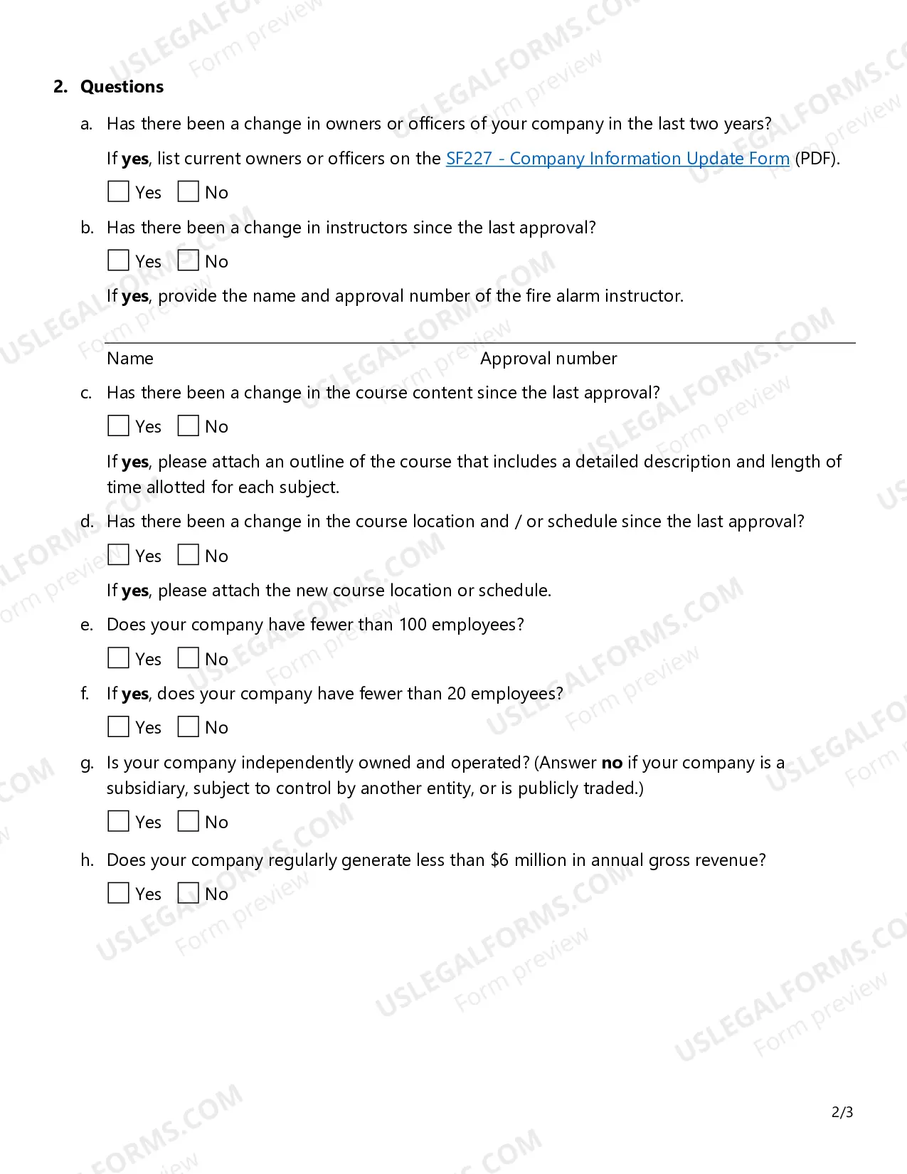 Preview Renewal Application Form for Fire Alarm Training Course Approval