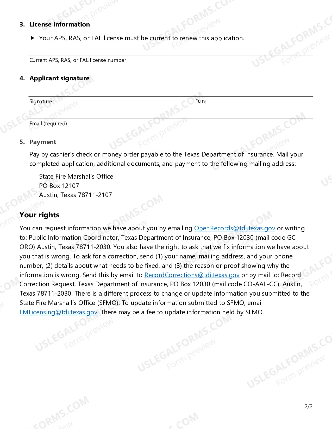 Preview Renewal Application for Alarm Instructor Approval