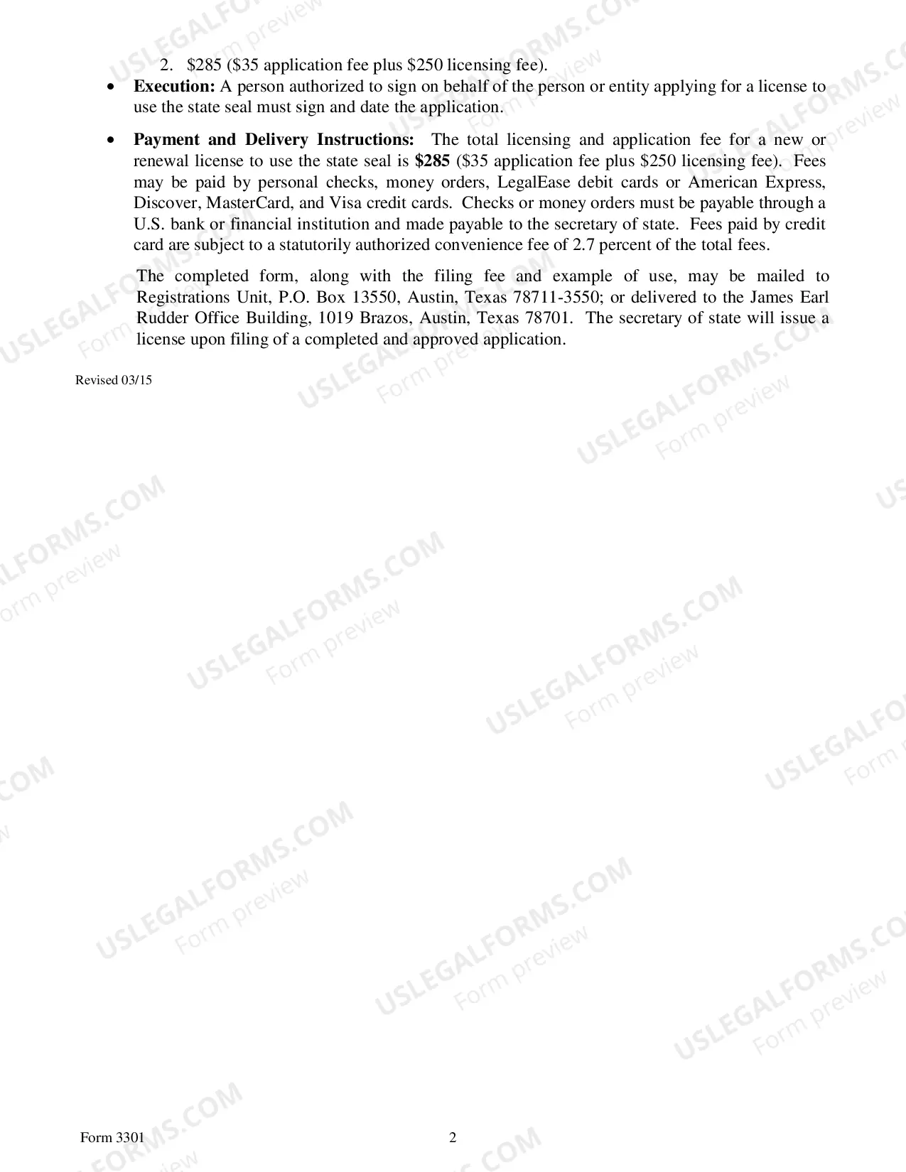 Preview Application Renewal For License To Use Texas State Seal