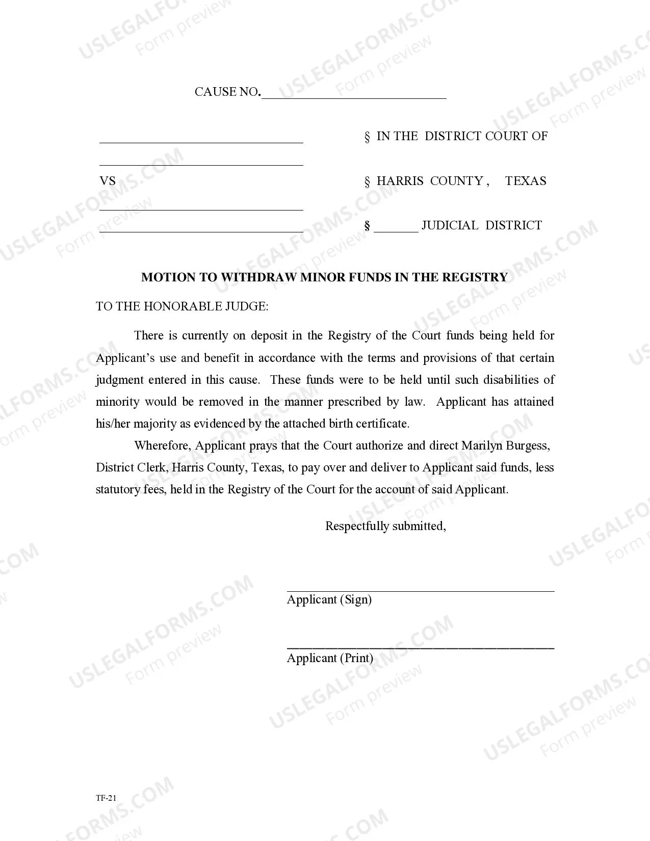 Preview Application To Withdraw Minor Funds