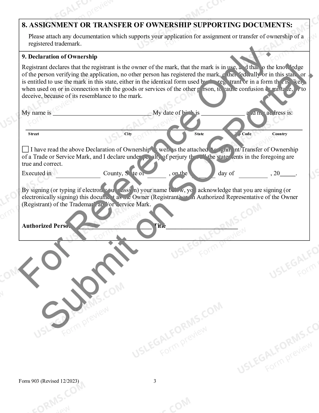 Preview Assignment of A Trade Or Service Mark