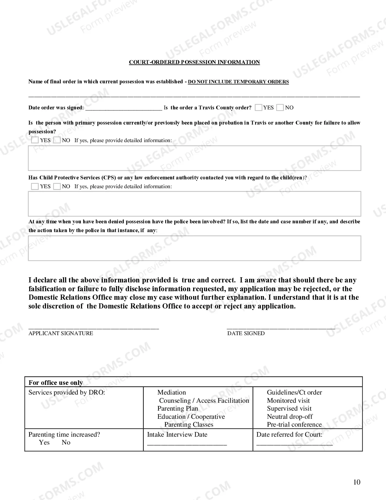 Preview Visitation Enforcement Application
