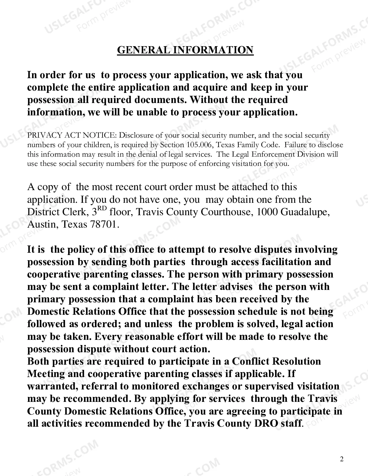 Preview Visitation Enforcement Application