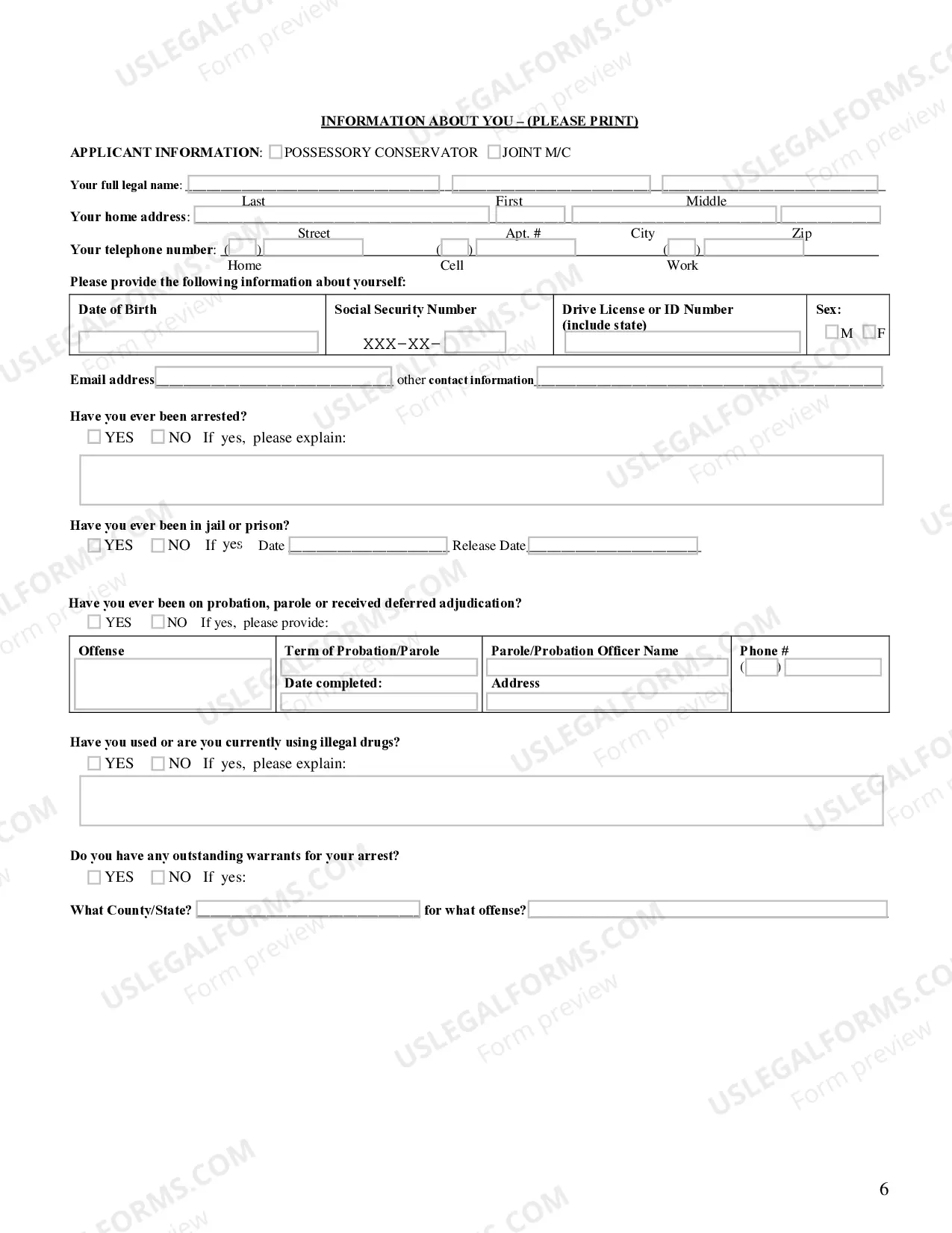 Preview Visitation Enforcement Application