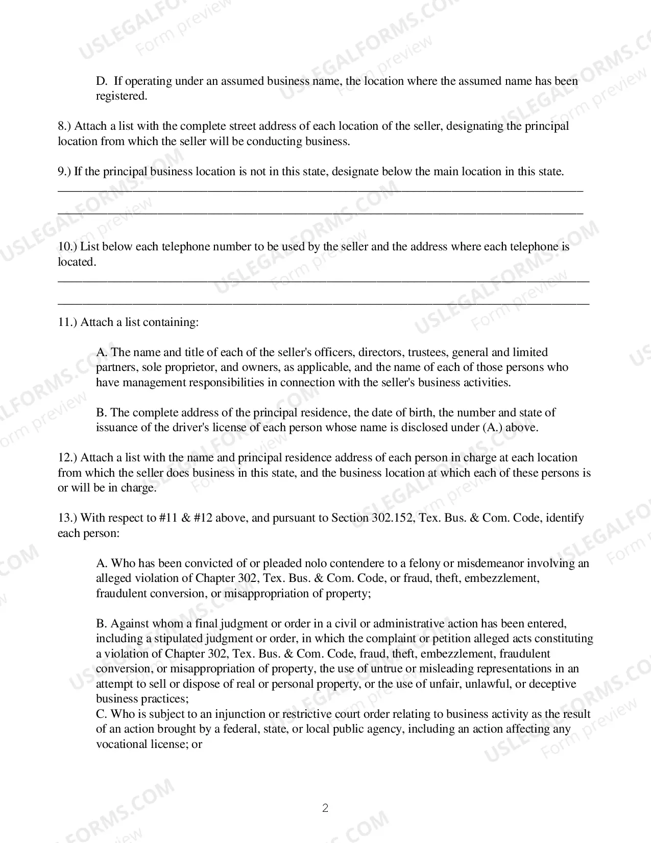 Preview Telephone Solicitation Registration Statement