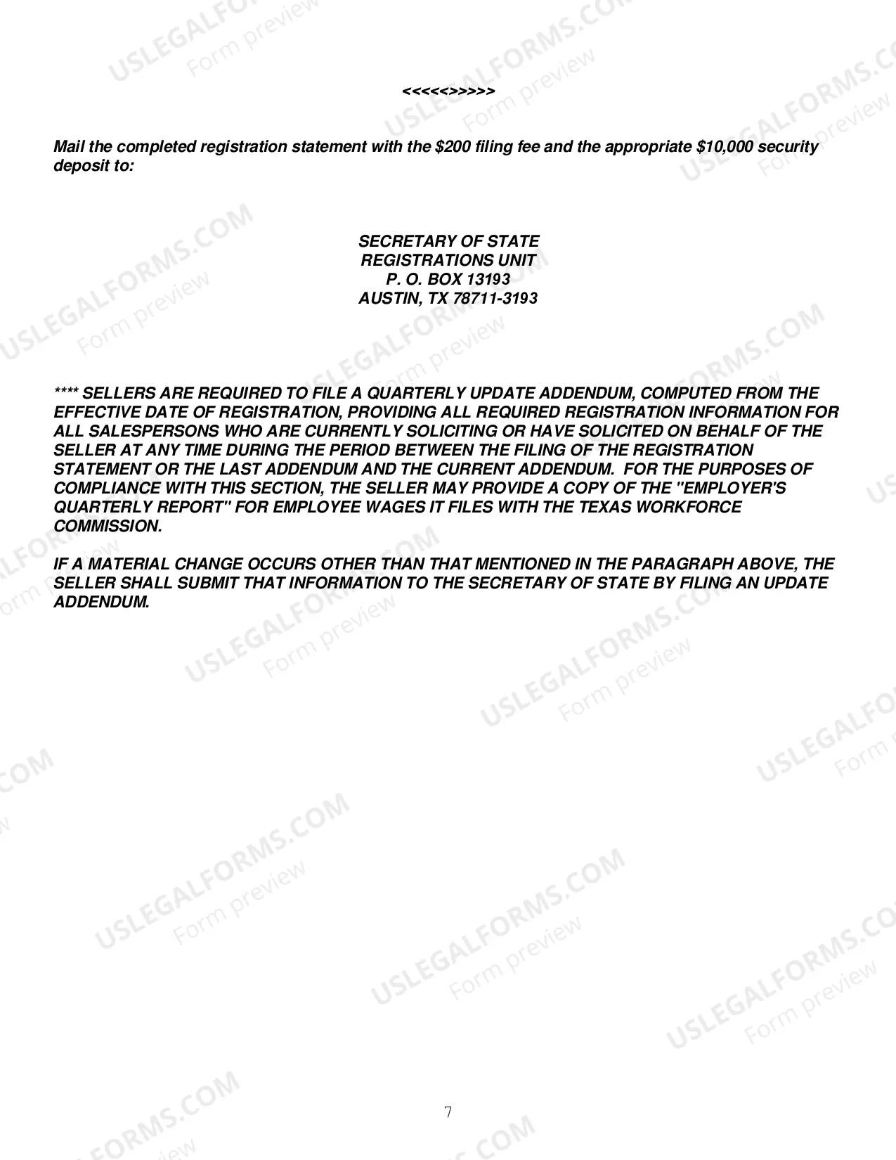 Preview Telephone Solicitation Registration Statement