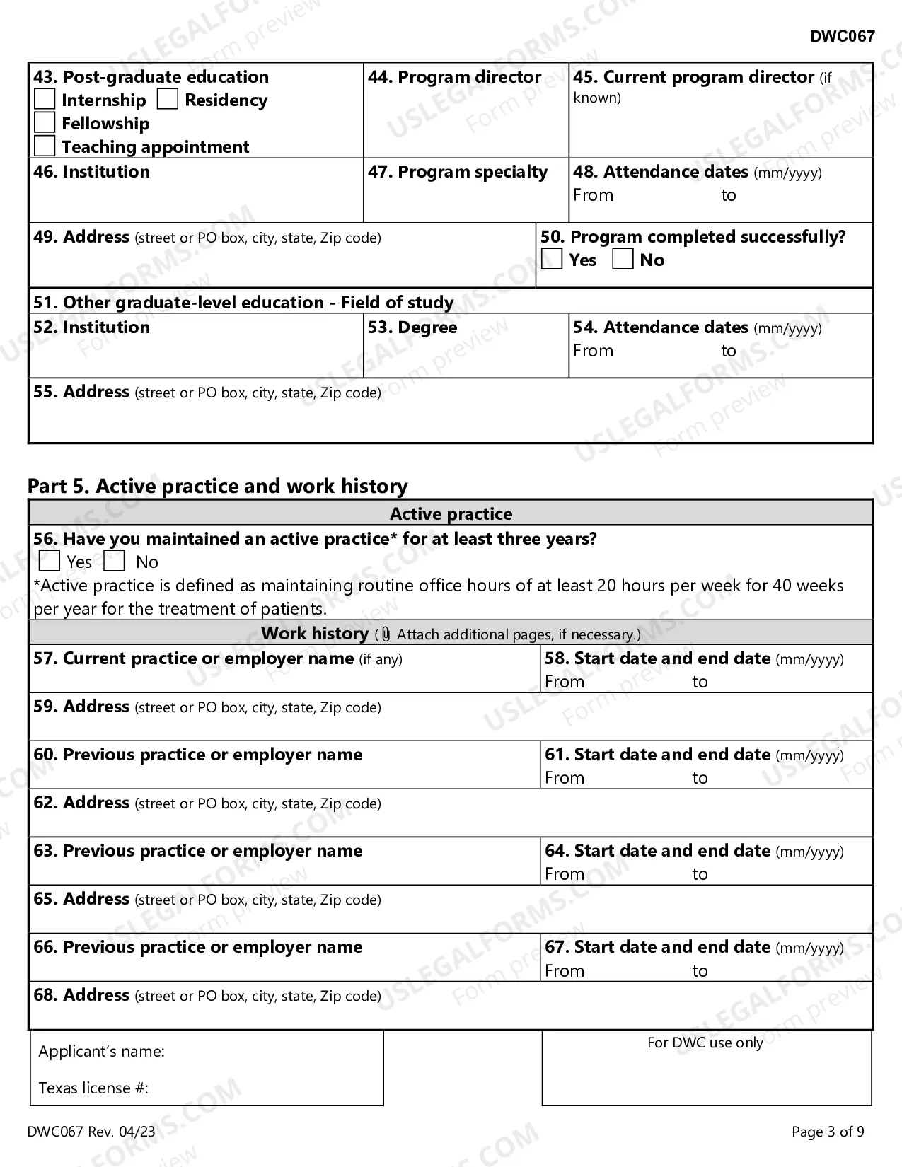 Preview Designated Doctor Certification Application