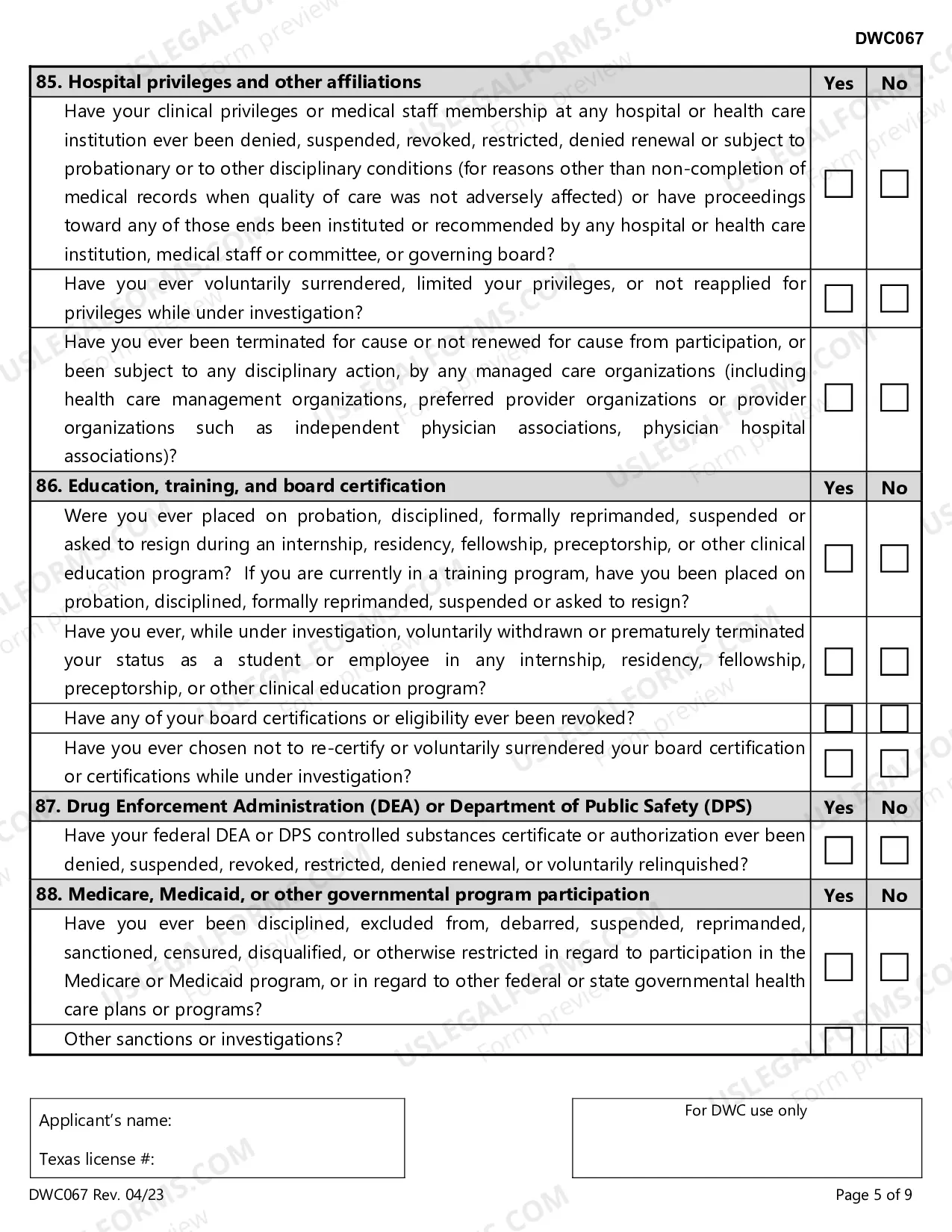 Preview Designated Doctor Certification Application