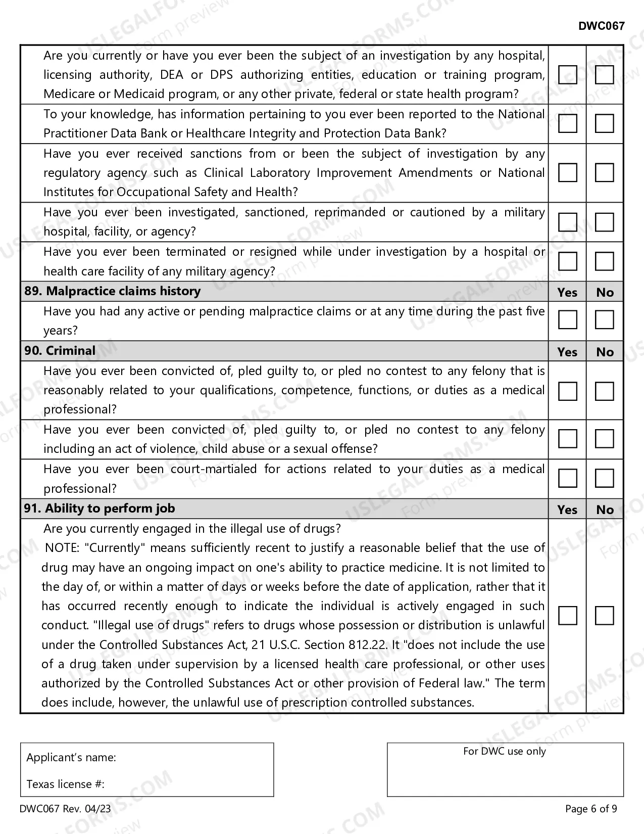 Preview Designated Doctor Certification Application