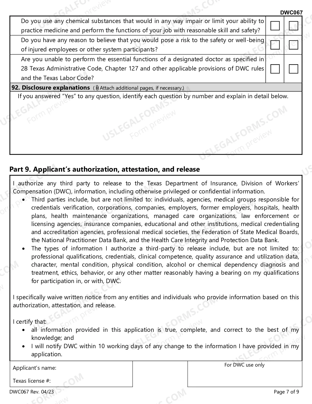 Preview Designated Doctor Certification Application