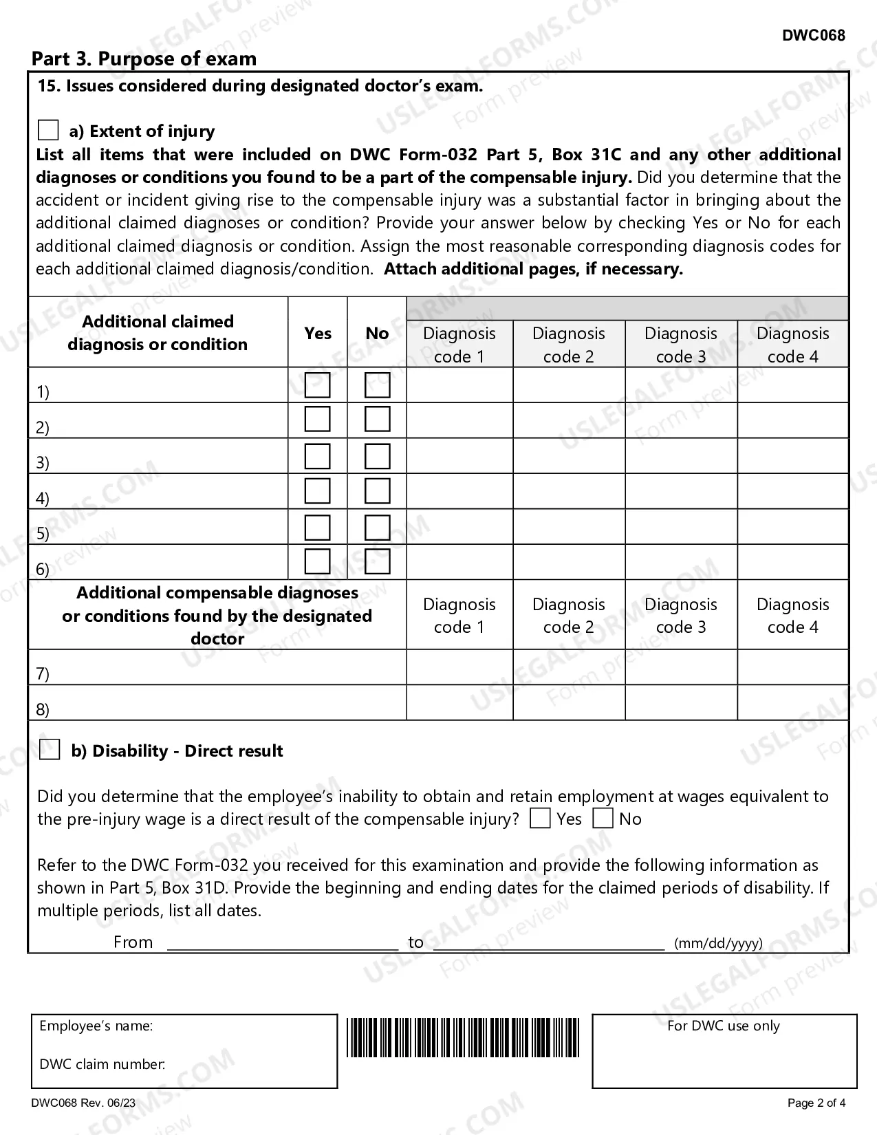 Preview Designated Doctor Examination Data Report