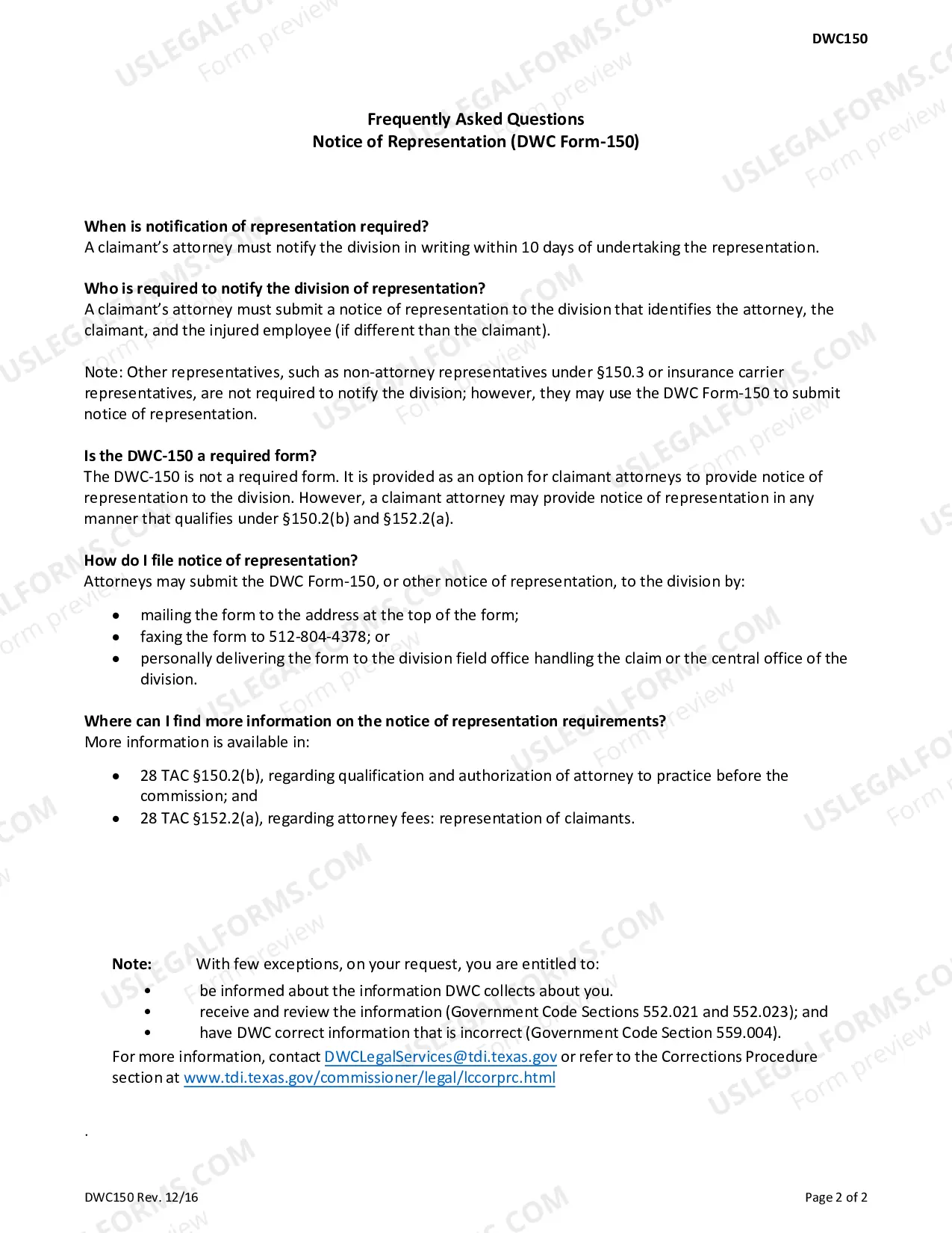 Preview Notice of Representation