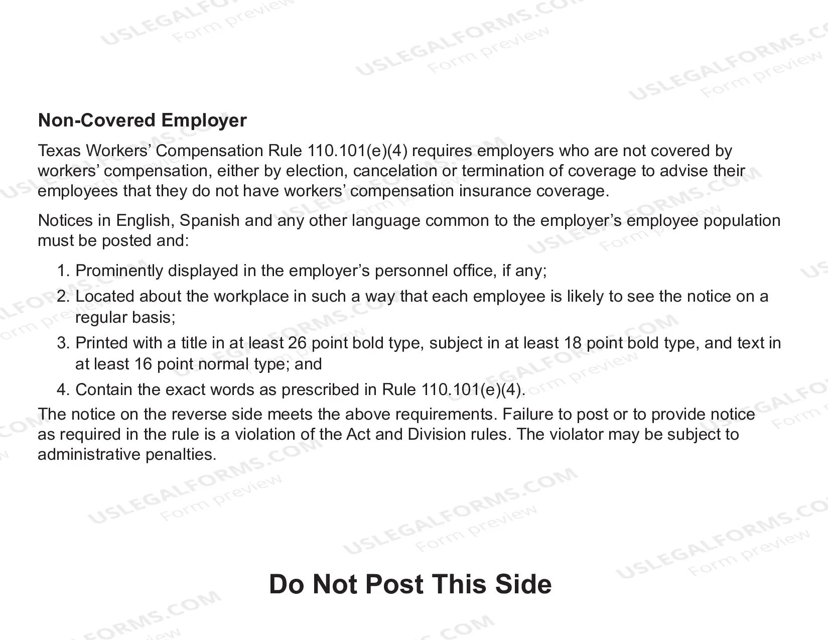 Preview Notice To Employees Concerning Workers Compensation In Texas (Notice 5)