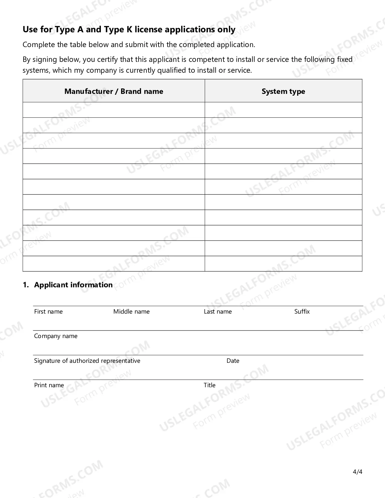 Preview Fire Extinguisher Employee License Revision Application