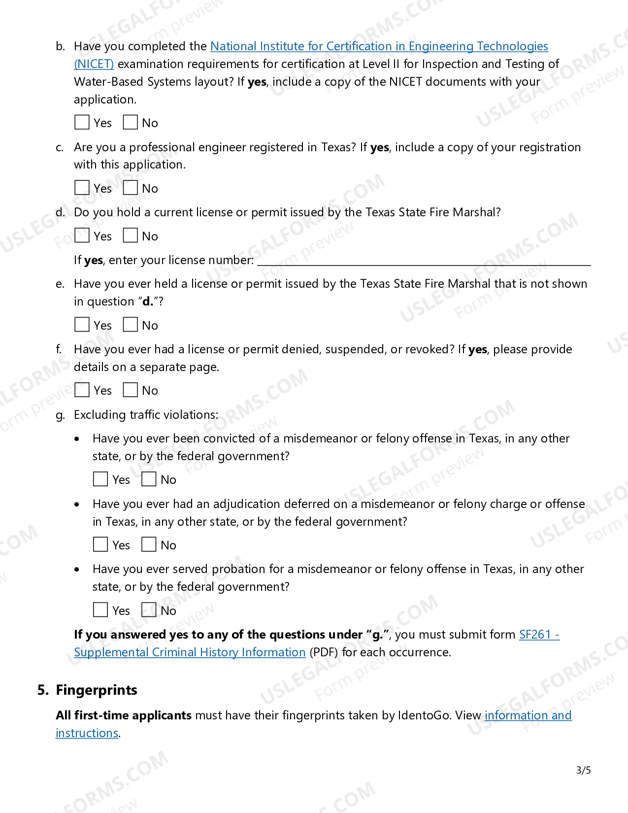 Preview Fire Sprinkler Responsible Managing Employee (RME) License Application