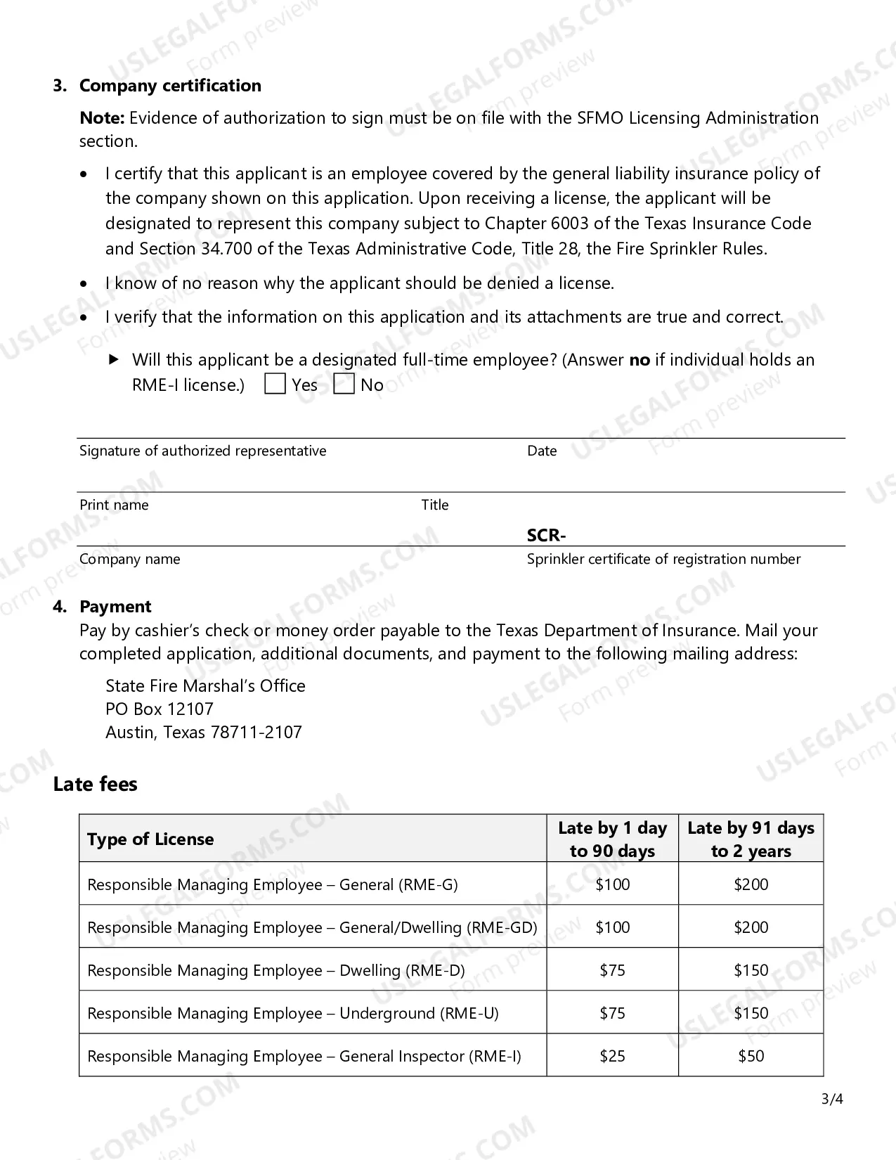 Preview Renewal Application - Fire Sprinkler Responsible Managing Employee