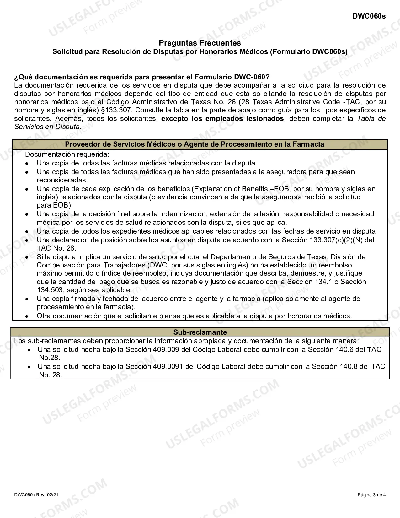 Preview Solicitud para Resolucion de Disputas por Honorarios Medicos