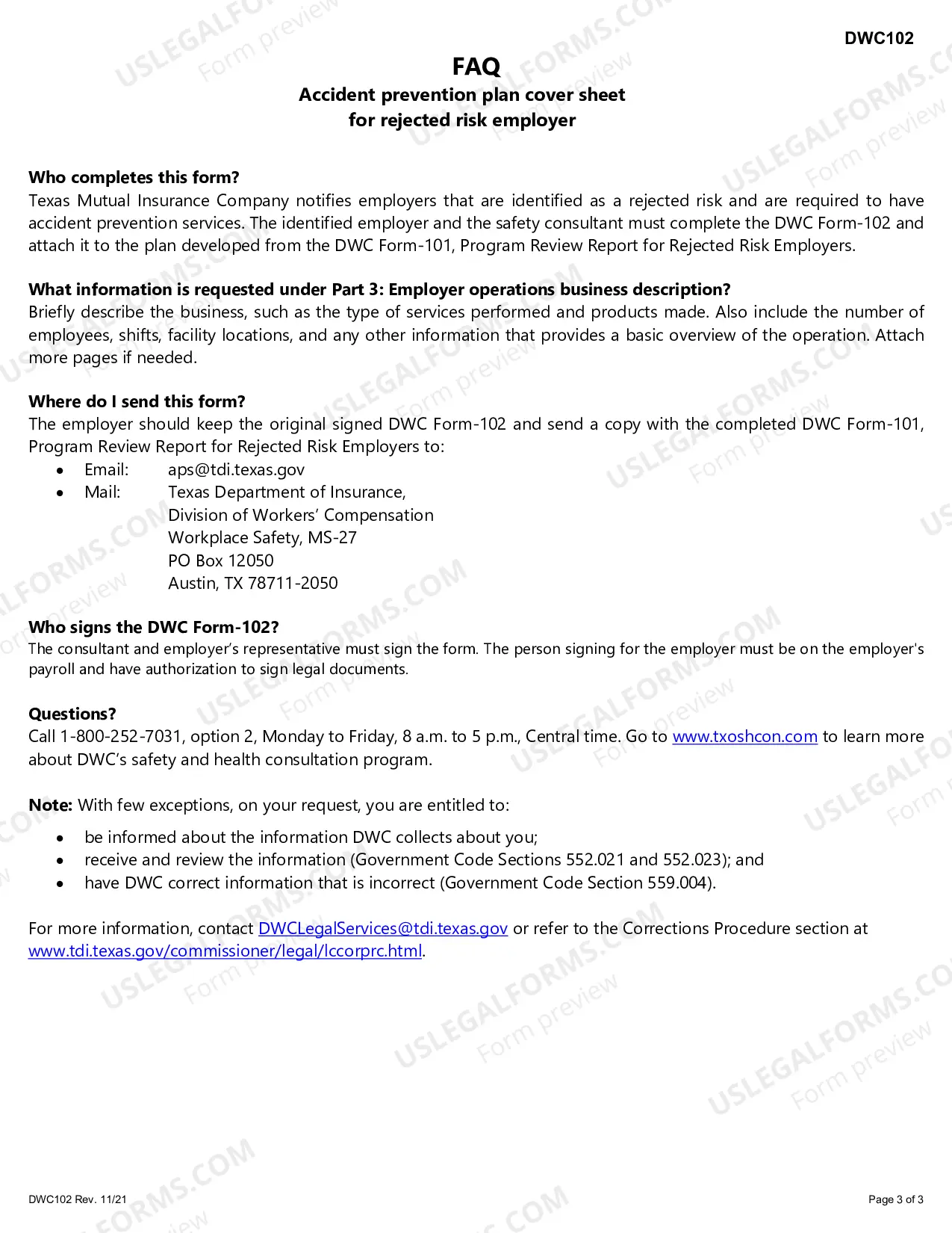 Preview Accident Prevention Plan Cover Sheet