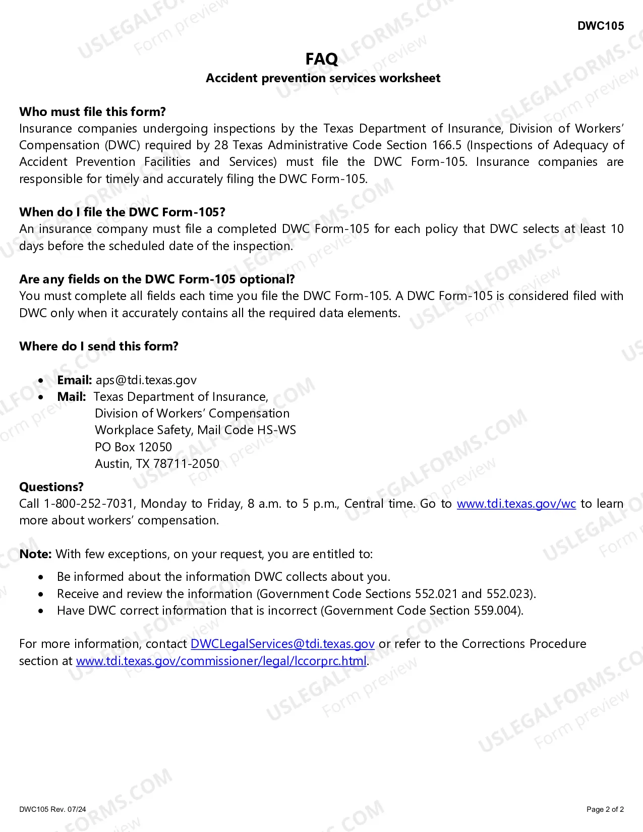 Preview Accident Prevention Services Worksheet