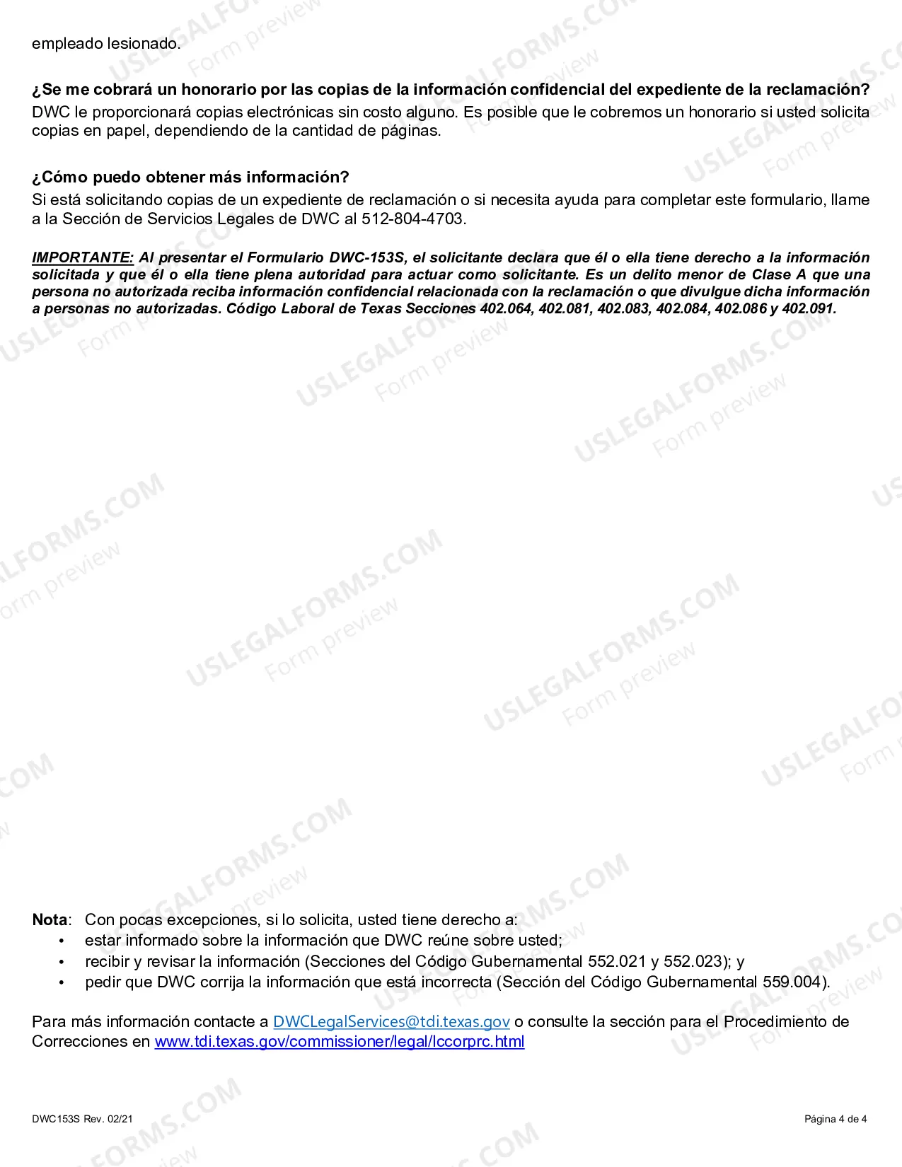 Preview Solicitud para Obtener Copias de la Informacion Confidencial del Reclamante