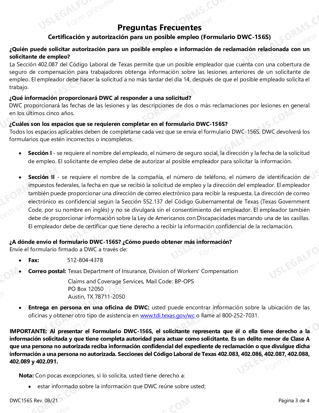 Preview Prospective Employment Authorization And Certification (Spanish)