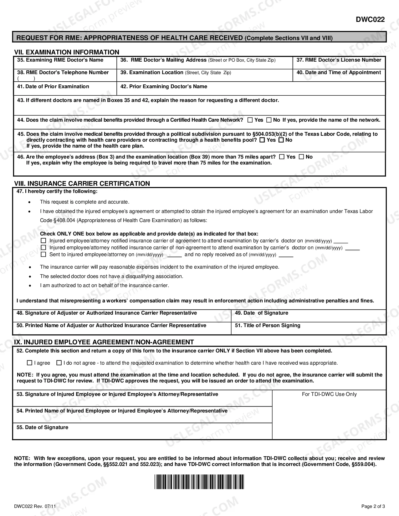 Preview Required Medical Examination for Workers' Compensation