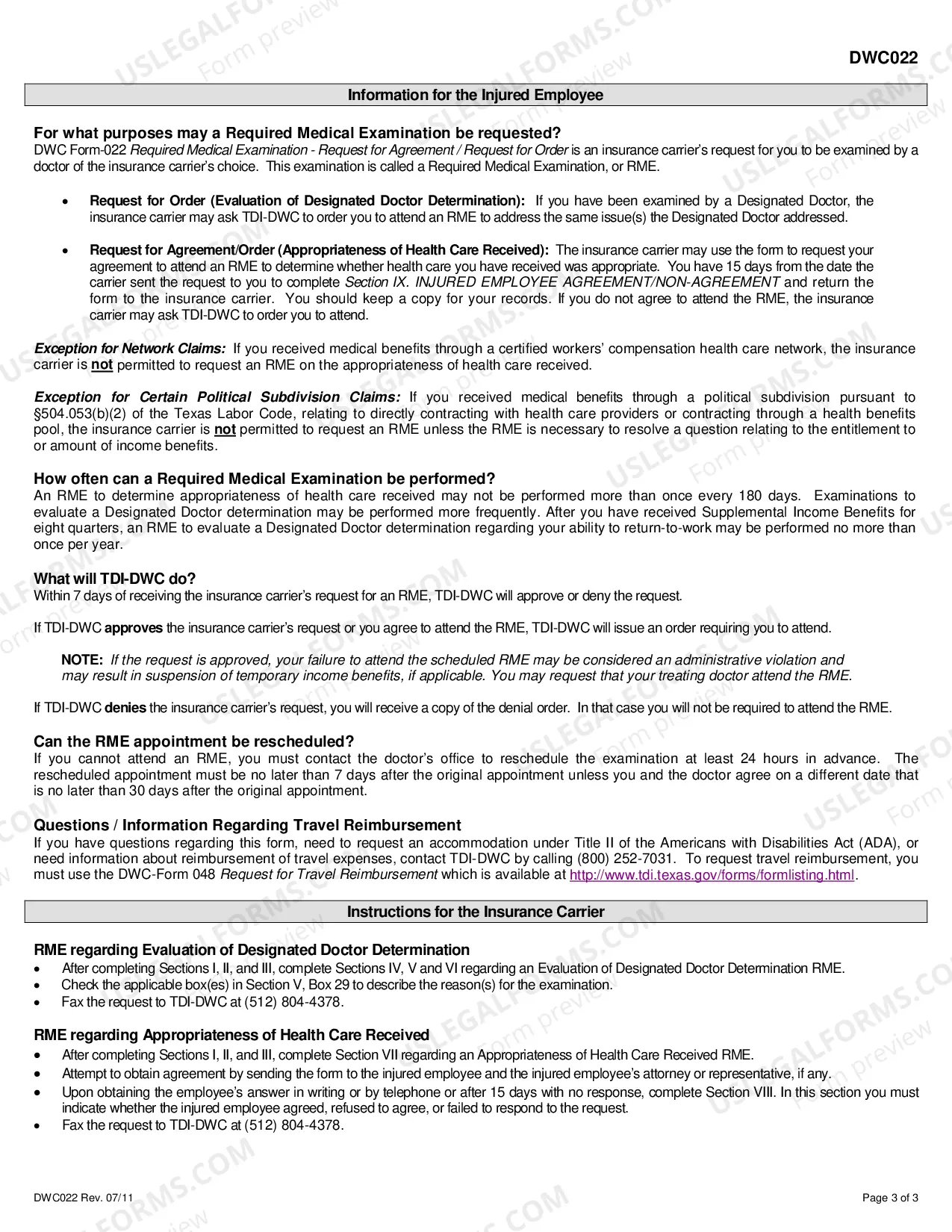 Preview Required Medical Examination for Workers' Compensation