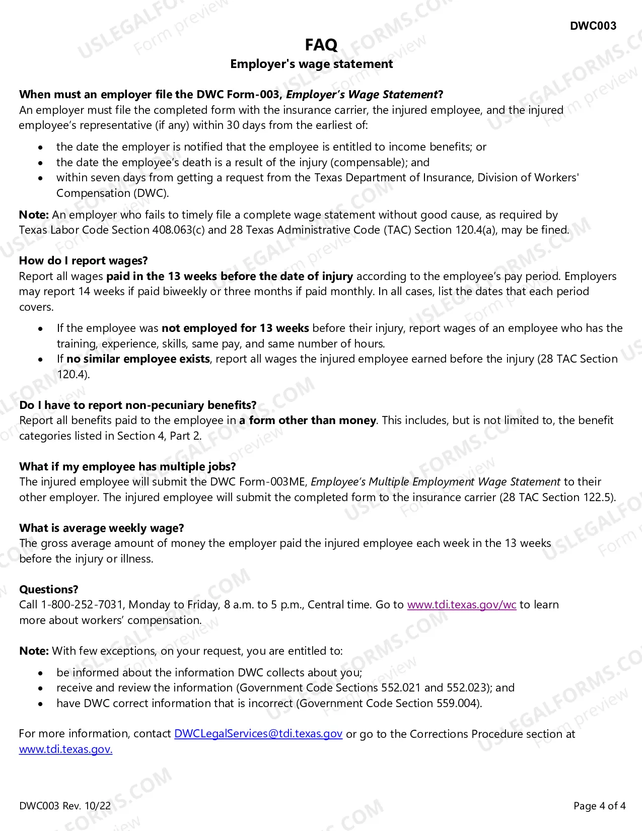 Preview Employers Wage Statement