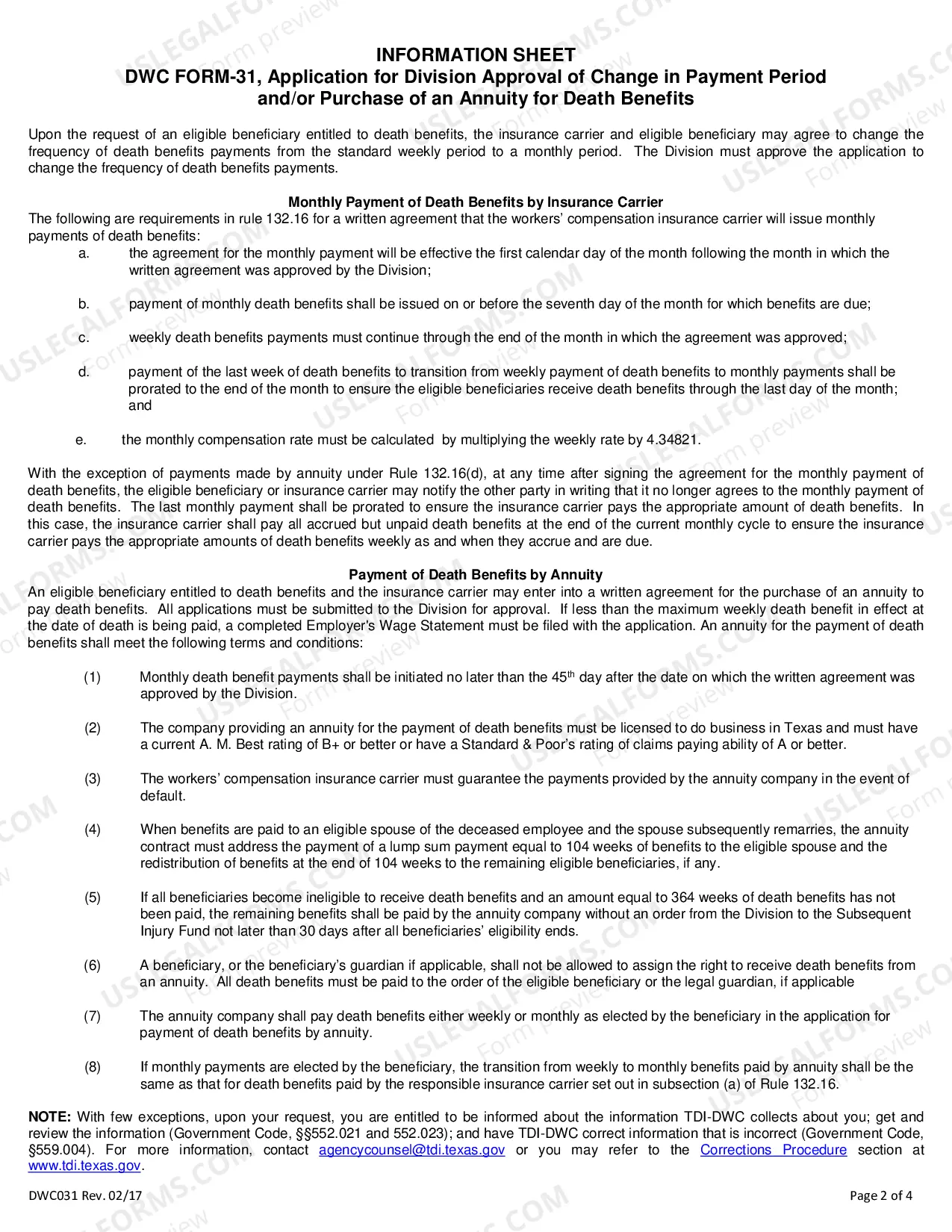 Preview Application For Division Approval of Change In Payment Period