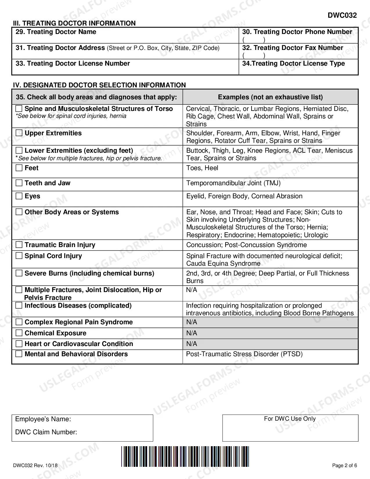 Preview Request for Designated Doctor Examination