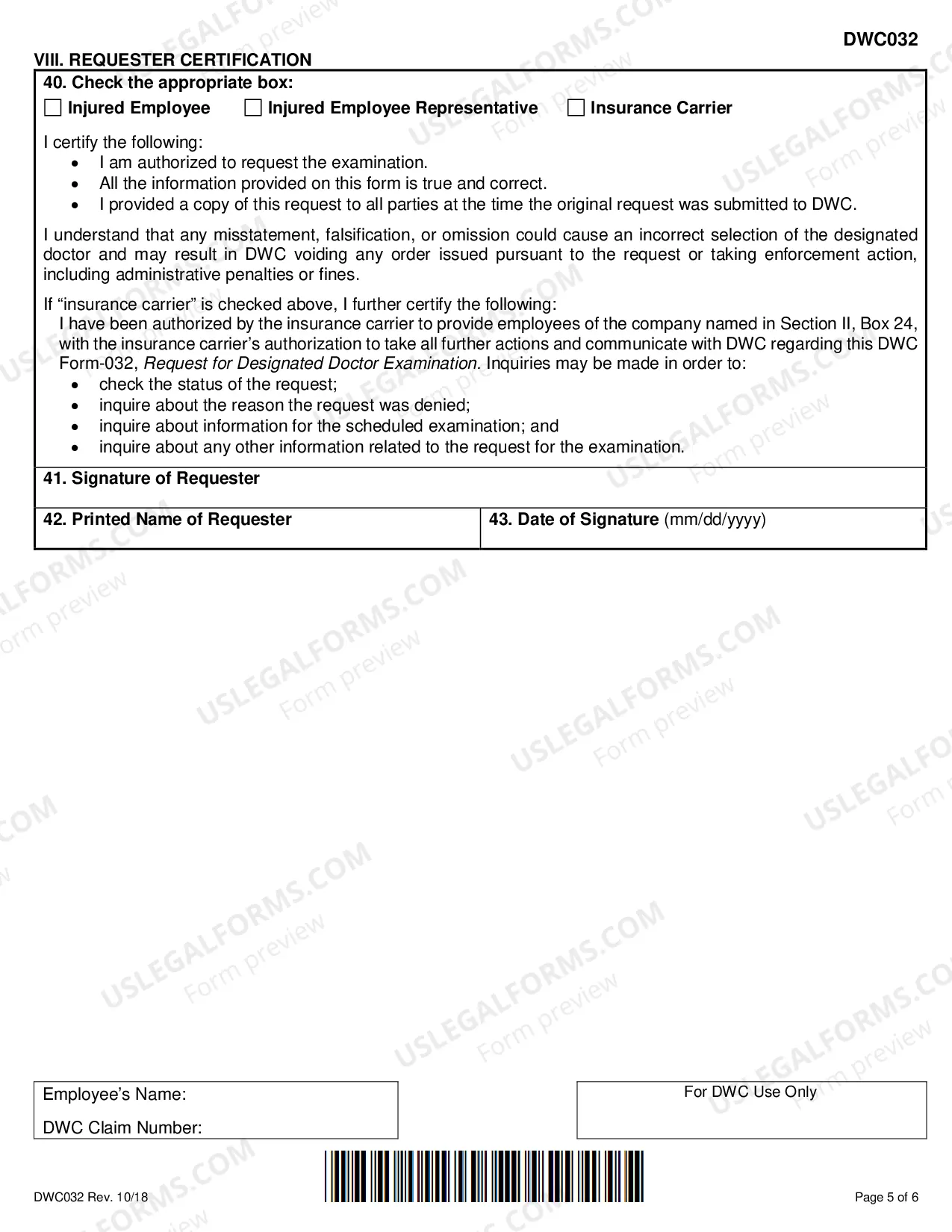 Preview Request for Designated Doctor Examination
