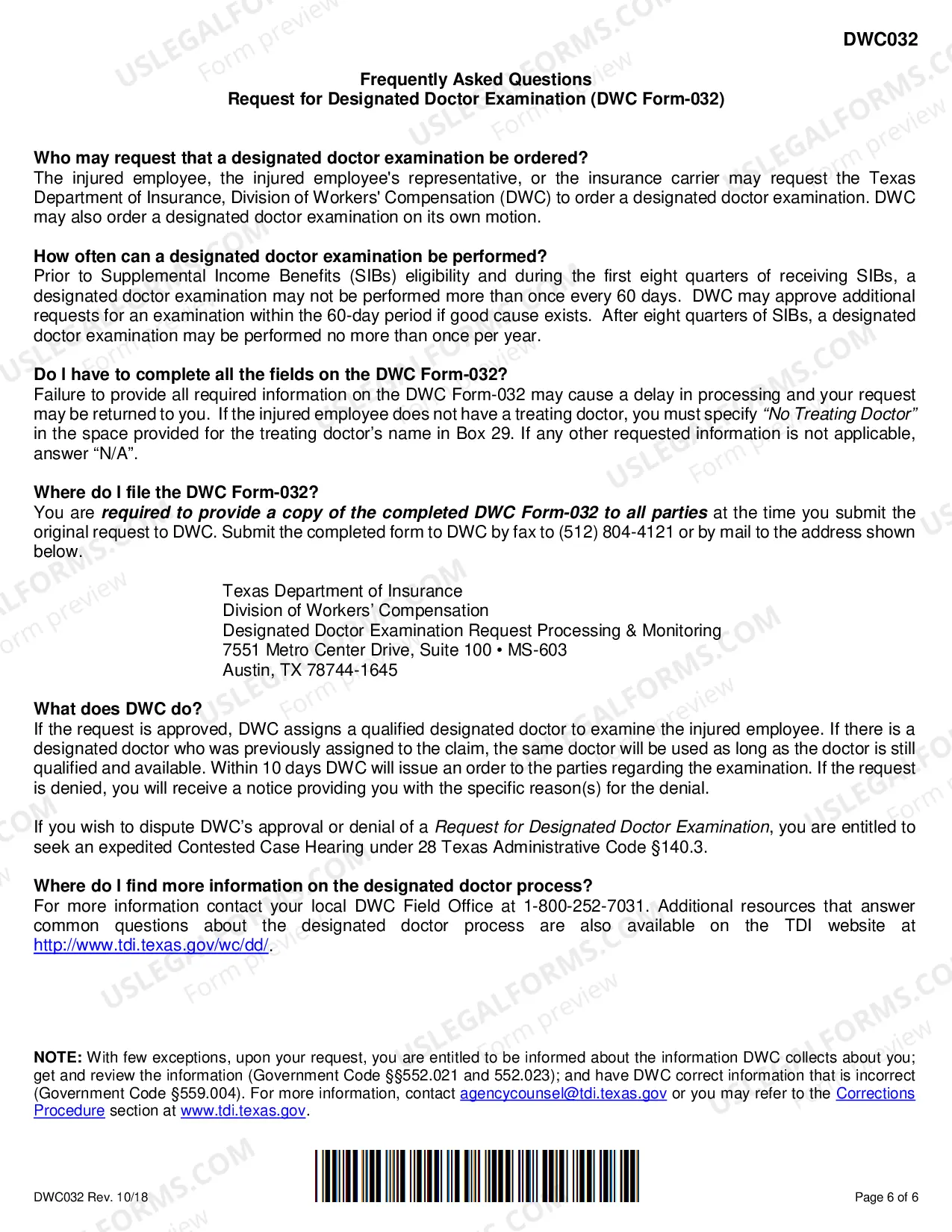 Preview Request for Designated Doctor Examination