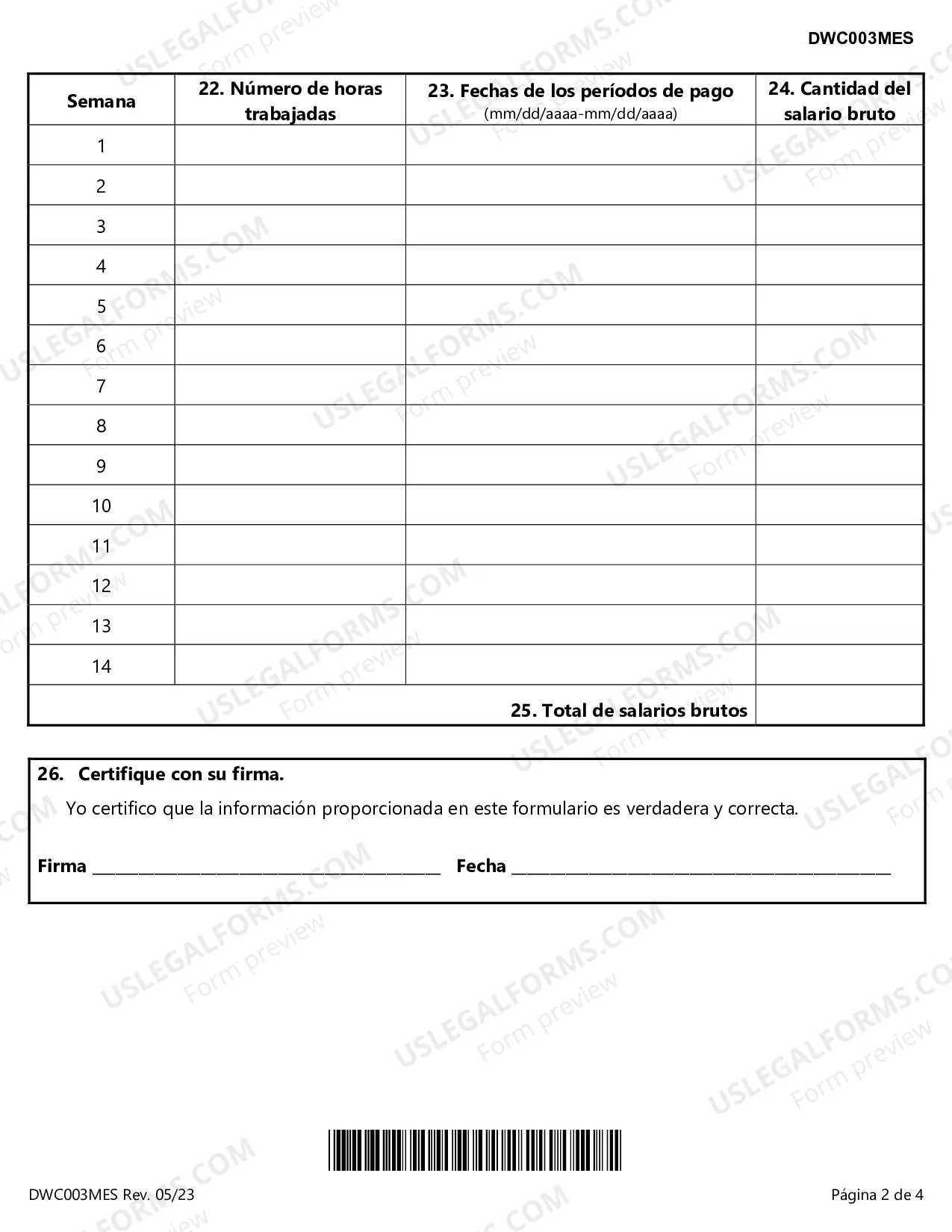 Preview Employees Multiple Employment Wage Statement (Spanish)