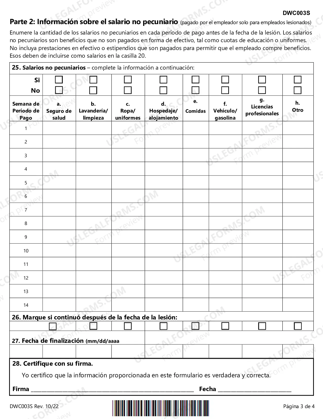 Preview Employers Wage Statement (Spanish)