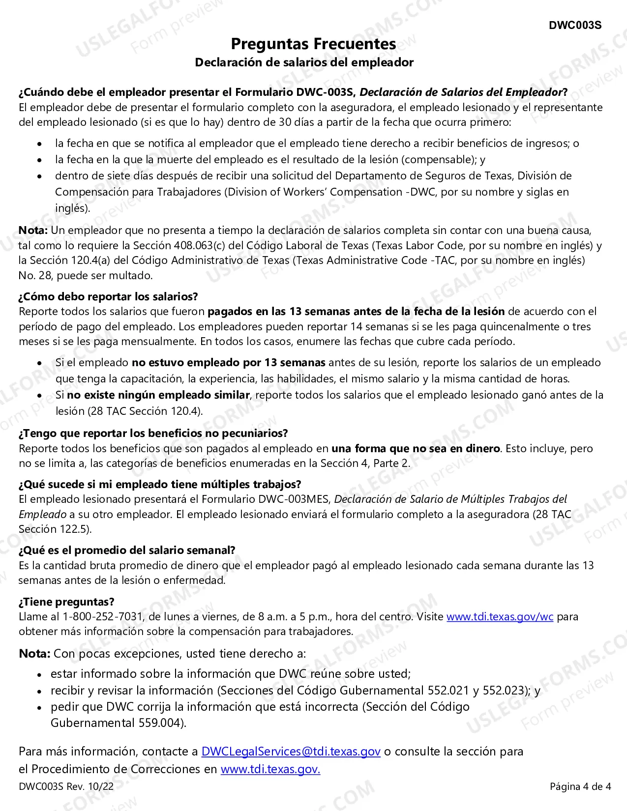 Preview Employers Wage Statement (Spanish)