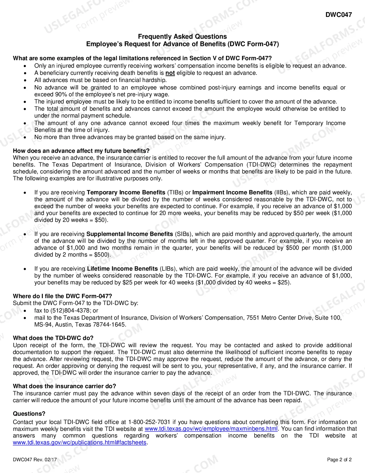 Preview Employees Request For Advance of Benefits