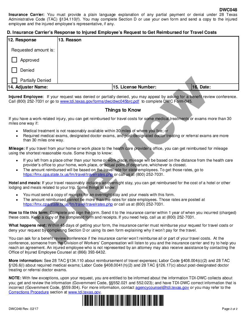 workers comp travel reimbursement