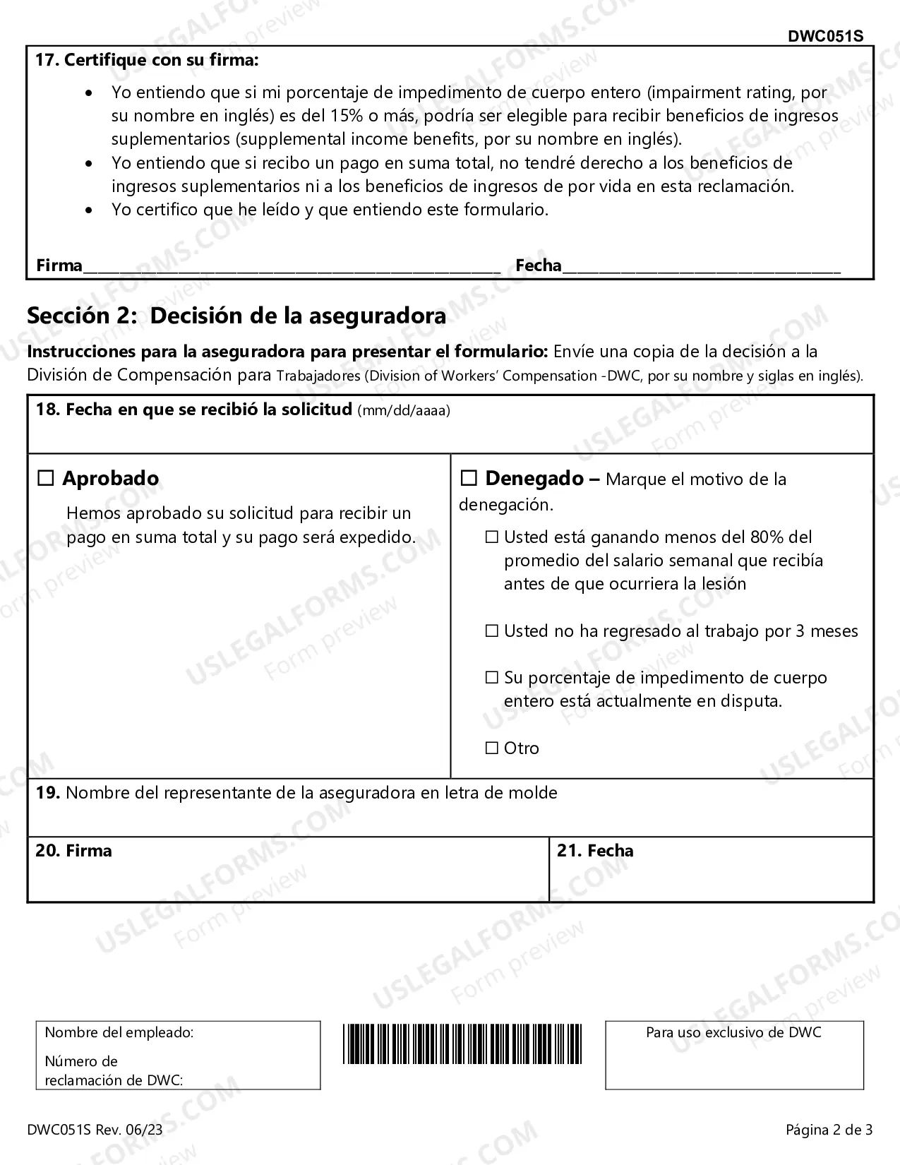 Preview Eleccion del Empleado para la Conversion de los Beneficios de Ingresos de Impedimento a un Pago Total