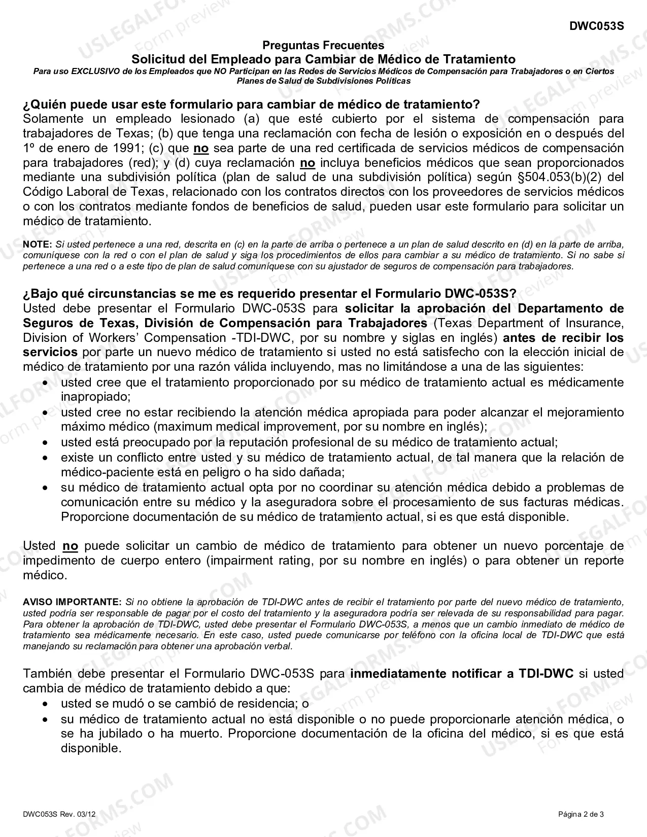 Preview Employees Request To Change Treating Doctors (Non Network) (Spanish)