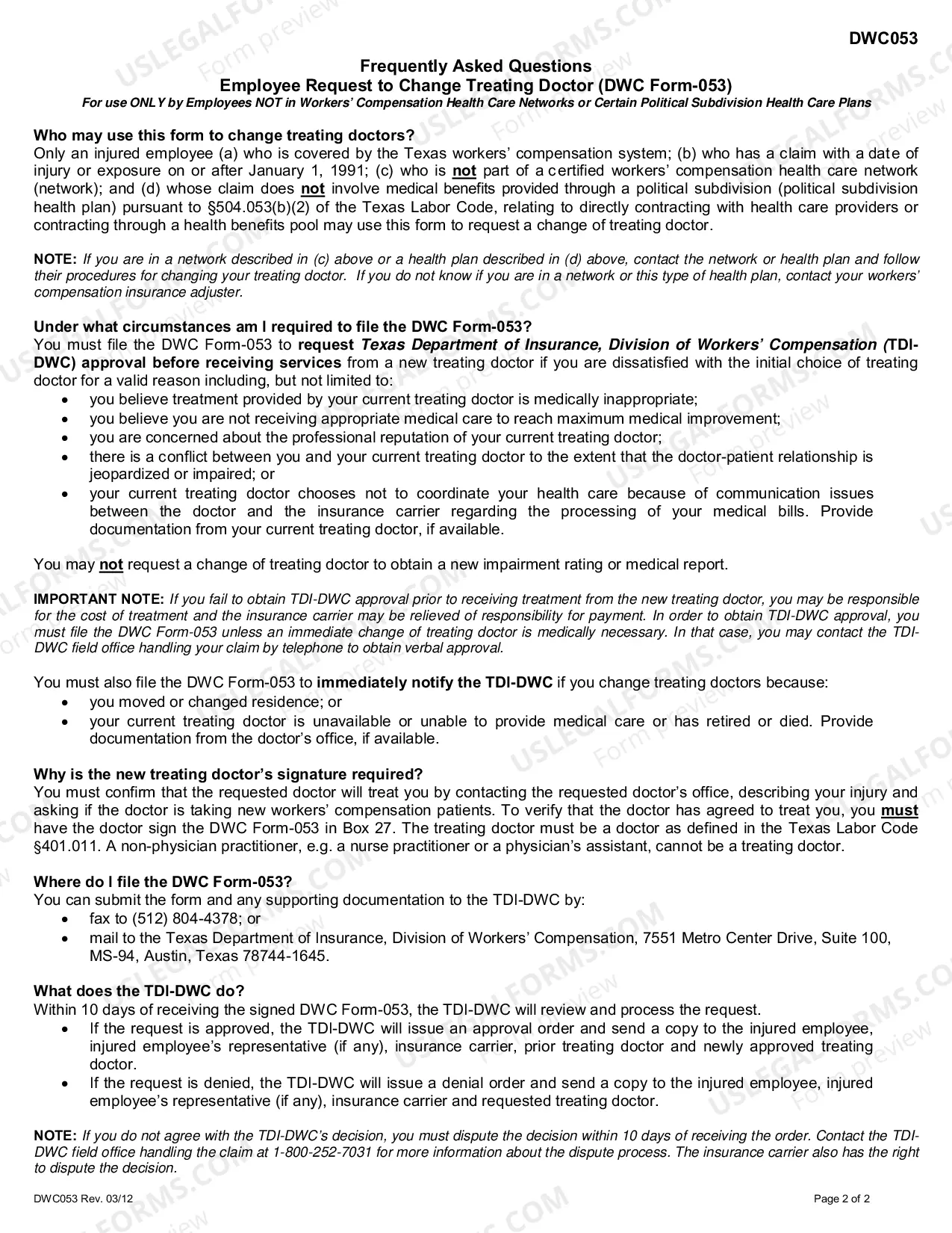 Preview Employees Request To Change Treating Doctors (Non Network)