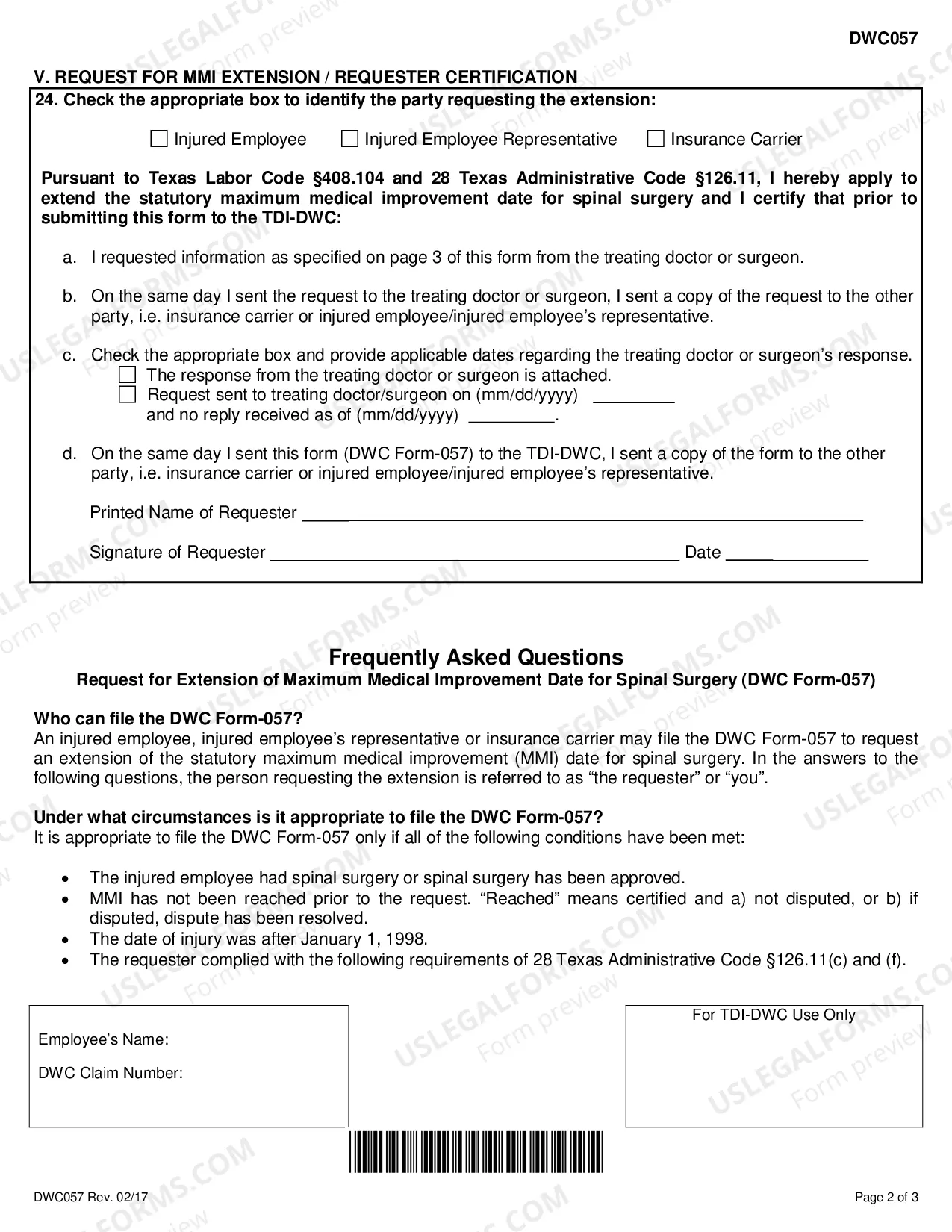 Preview Request For Extension of Maximum Medical Improvement For Spinal Surgery