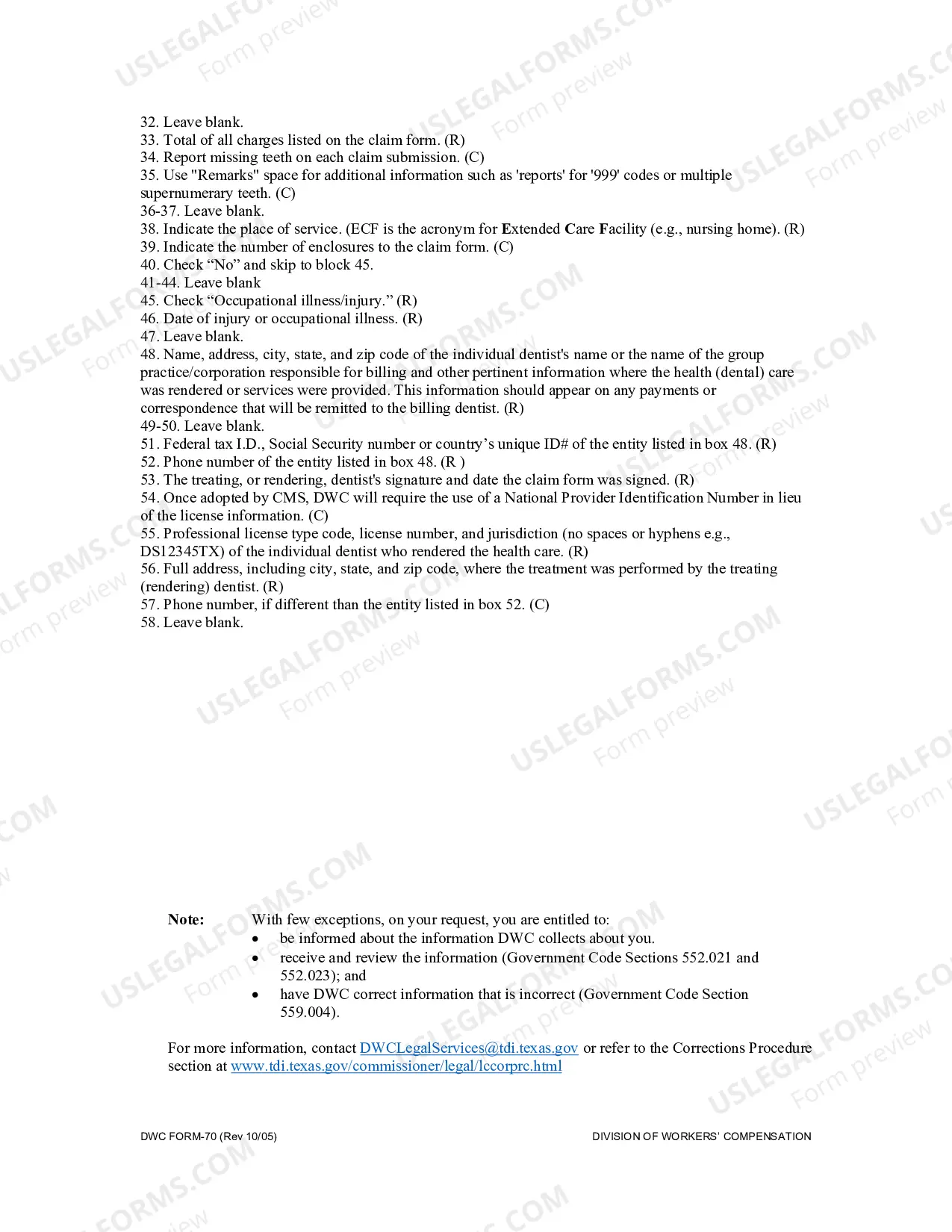 Preview Instructions For Completing The ADA J515 Dental Claim Form For Texas Workers' Compensation Claims