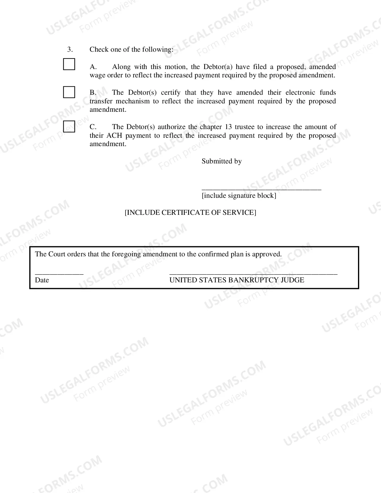 Preview Uniform Motion To Amend Confirmed Chapter 13 Plan