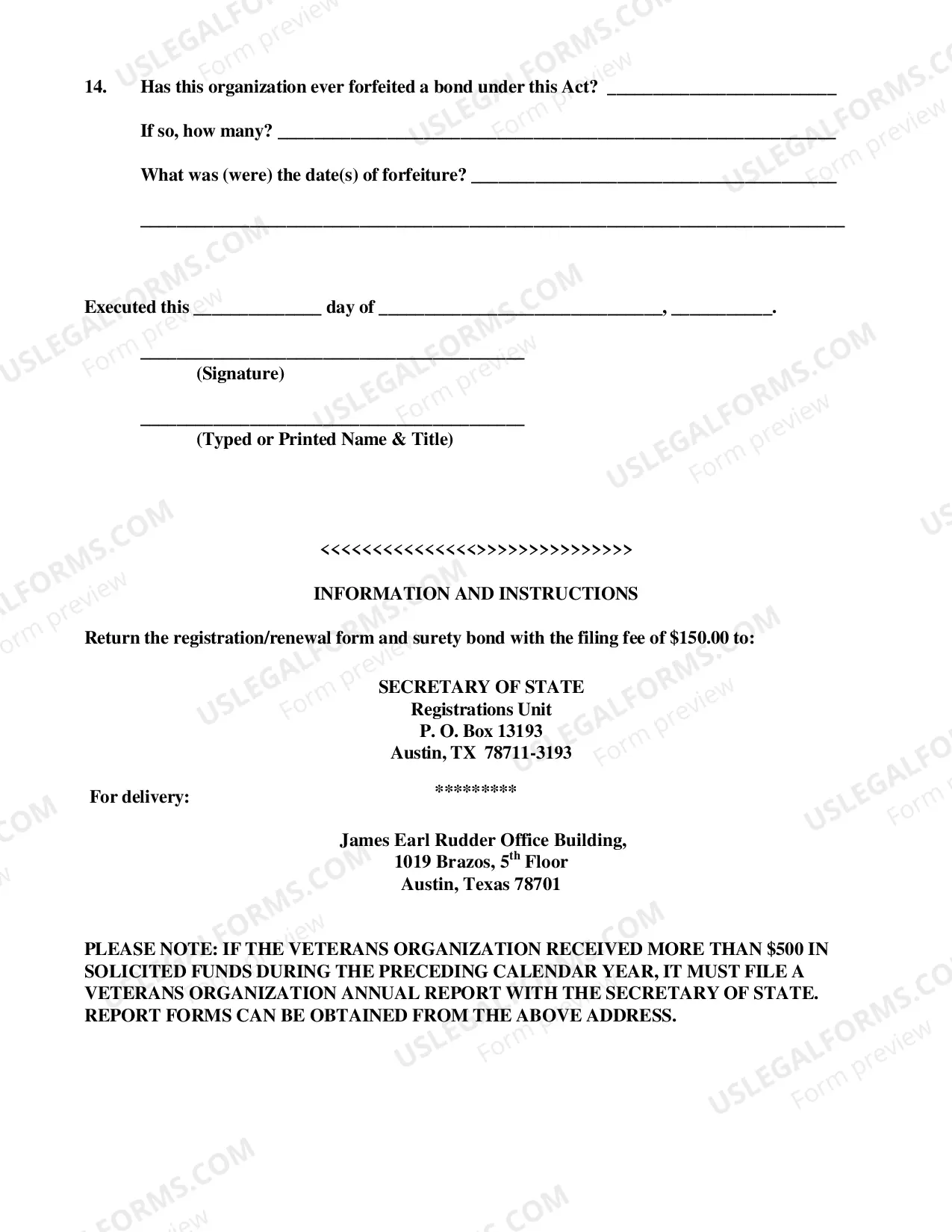 Preview Veterans Organization Solicitation Registration Statement