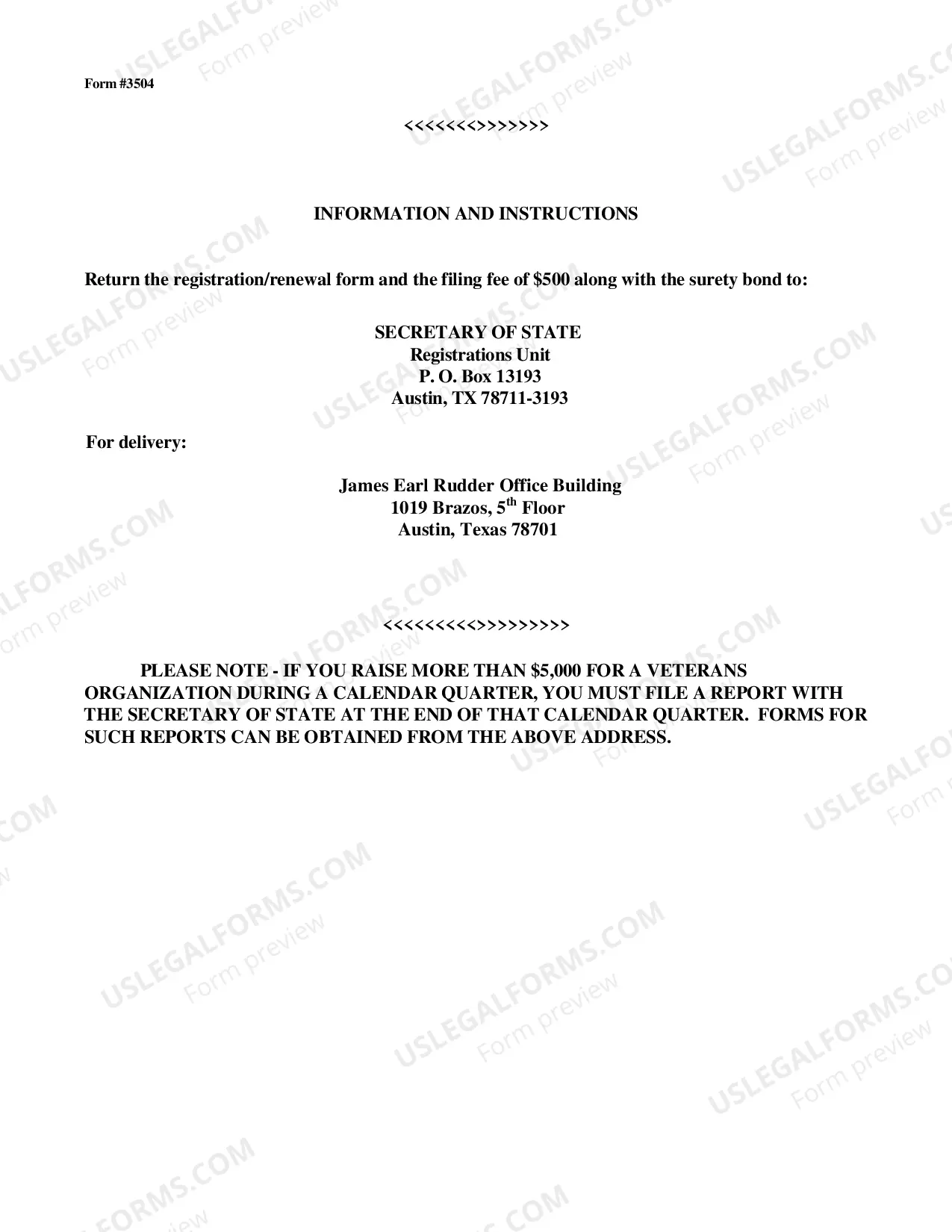 Preview Veterans Organization Solicitors Registration Statement