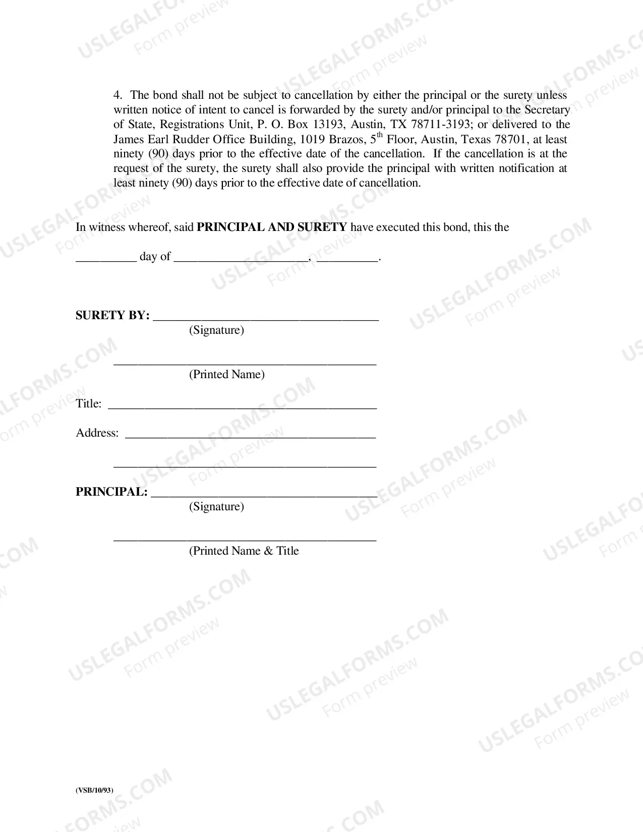 Preview Veterans Organization Solicitors Bond