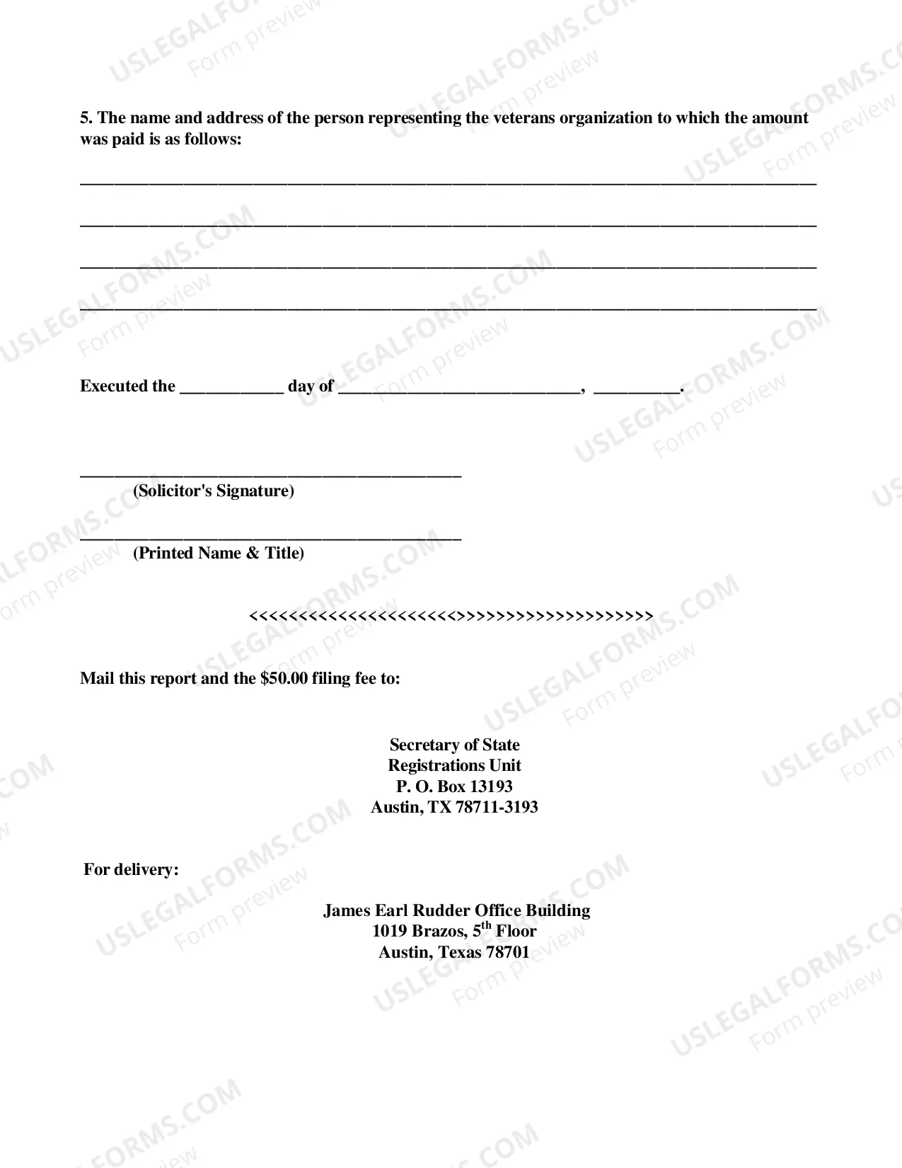 Preview Veterans Organization Solicitors Quarterly Report
