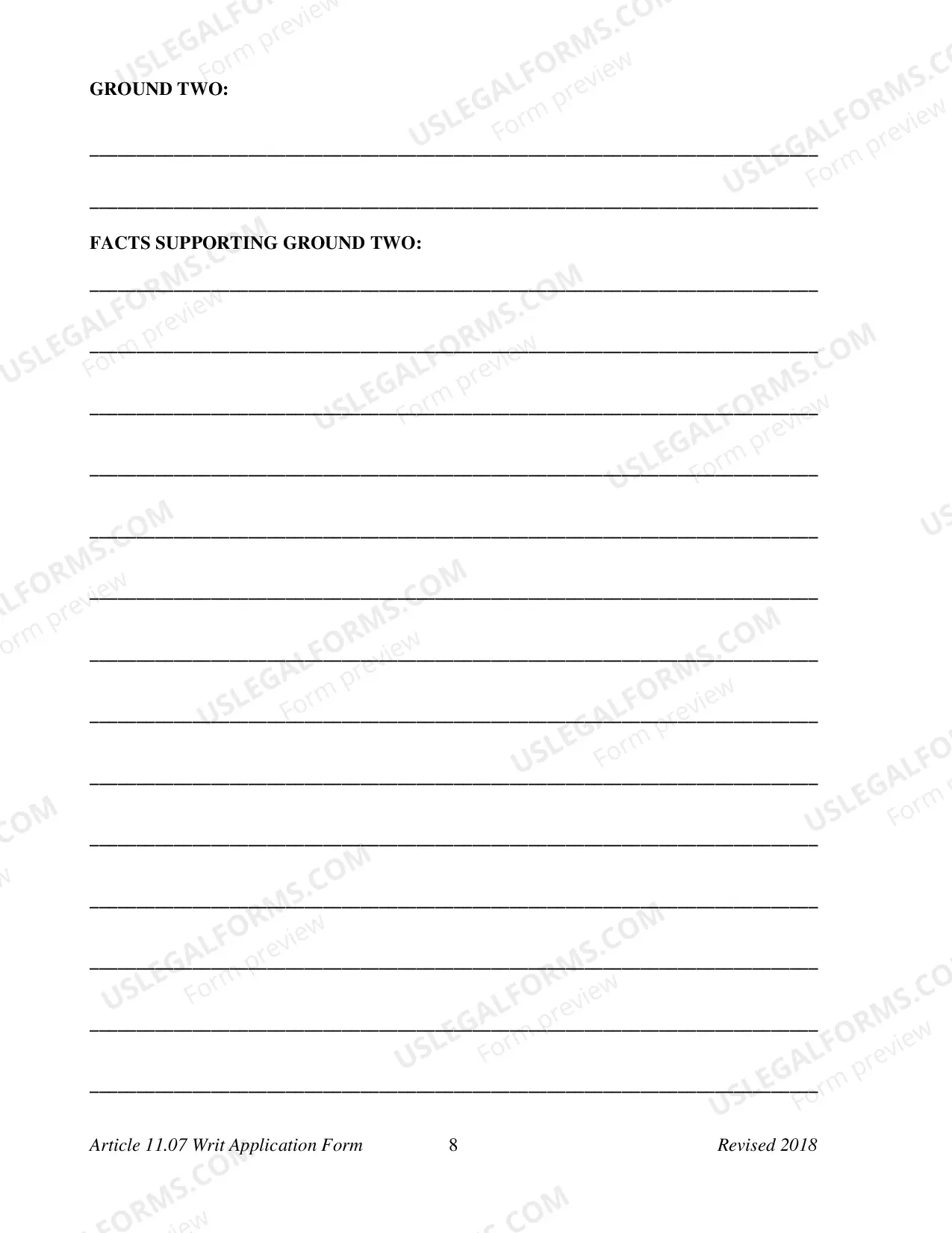 Preview Application for Writ of Habeas Corpus (Criminal)
