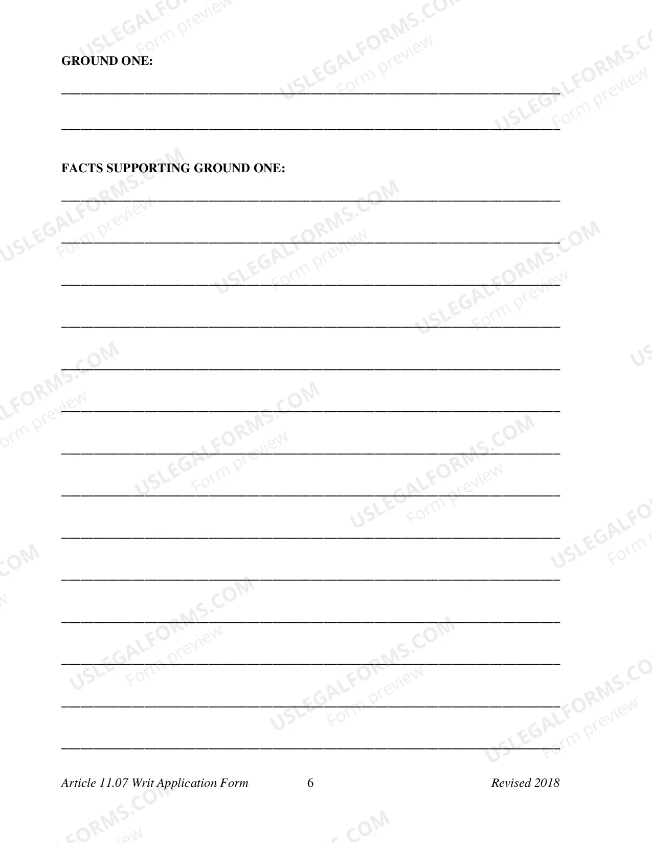 Preview Application for Writ of Habeas Corpus (Criminal)
